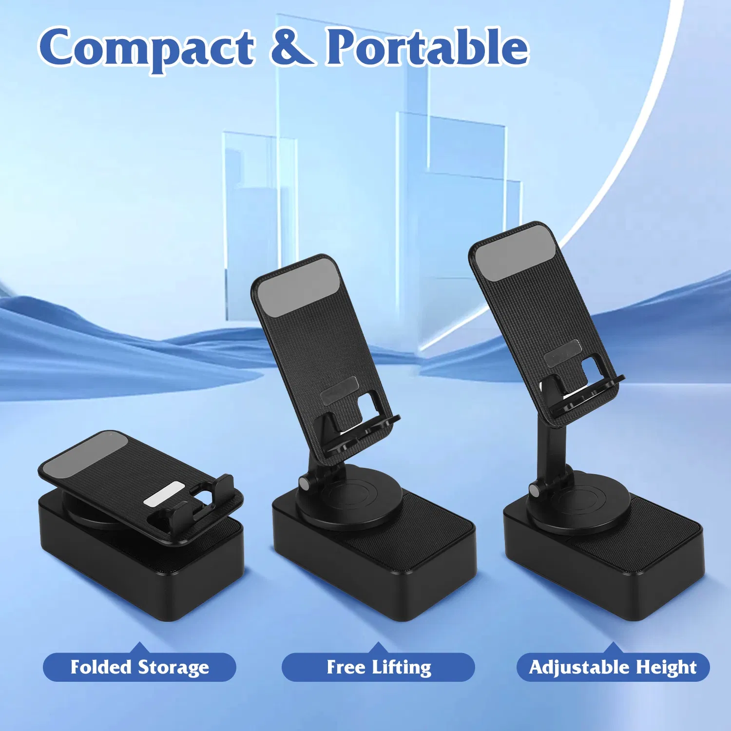 1Pc 4 In 1 Foldable Wireless Speaker Phone Stand With Power Bank 360ºRotatable Stand Wireless 5.3 Speaker 5000mAh Battery RGB Light for Phones iPads photo 4