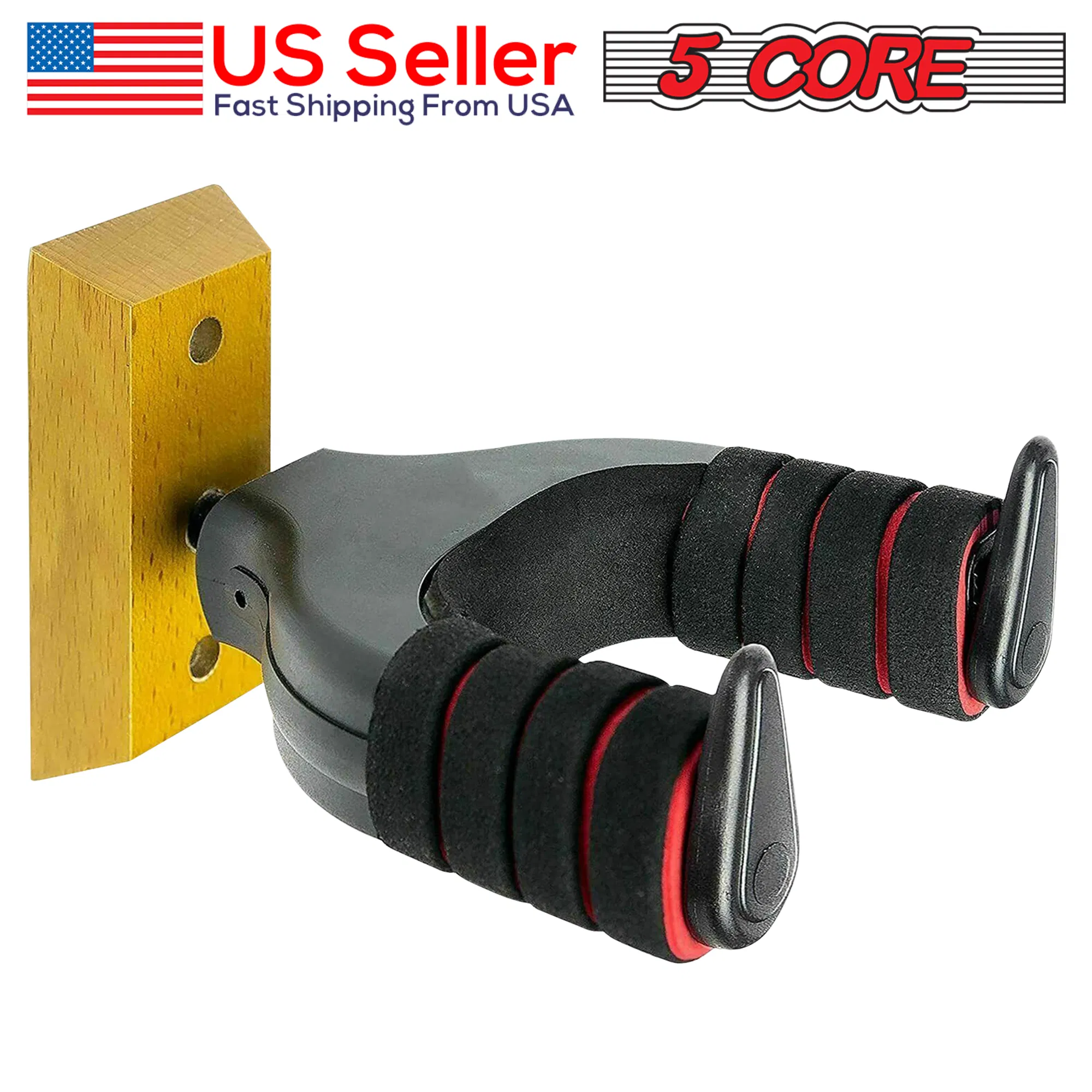 5Core Guitar Wall Mount Hanger Hook Metal Base Soft Padding Adjustable Rotatable Holder photo 1