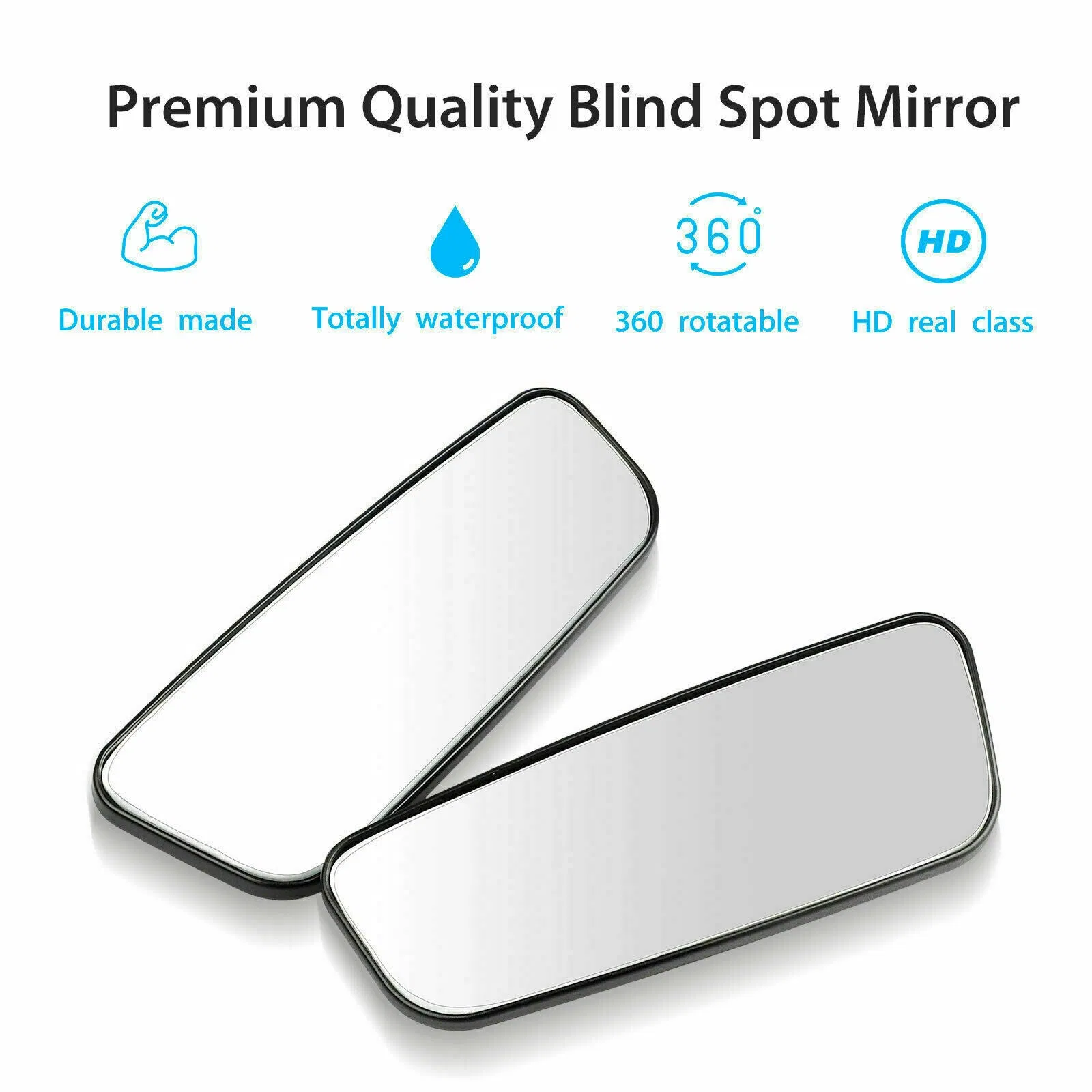 2x 360° Stick on Rear View Auxiliary Blind Spot Mirror Wide Angle Car Truck SUV photo 2