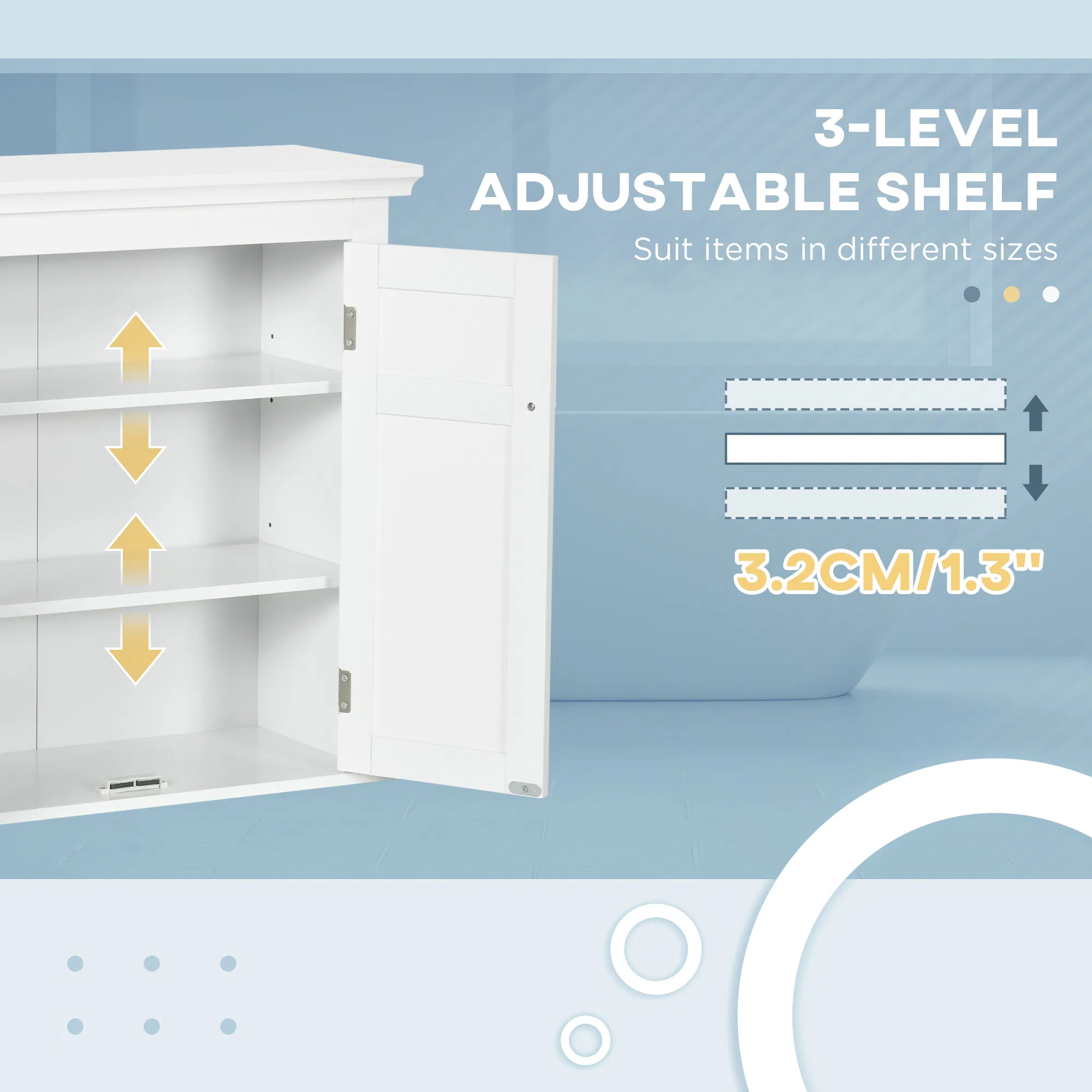 Bathroom Cabinet, Medicine Cabinet, Over Toilet Storage Cabinet with Adjustable Shelves for Entryway, Grey photo 6