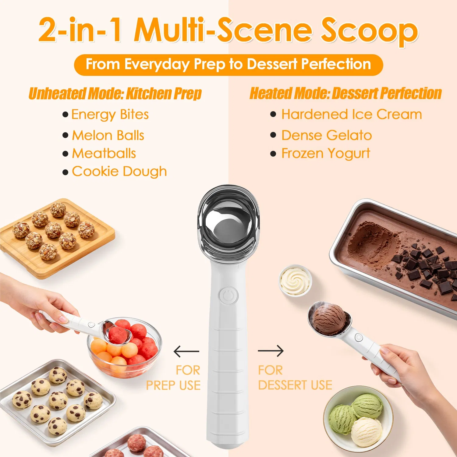 Heated Ice Cream Scoop Rechargeable Electric Ice Cream Scooper IP66 Waterproof 45S Fast Heating to 158°F 5-Min Auto Shutoff for Hard Ice Cream Gelato Frozen Yogurt photo 3