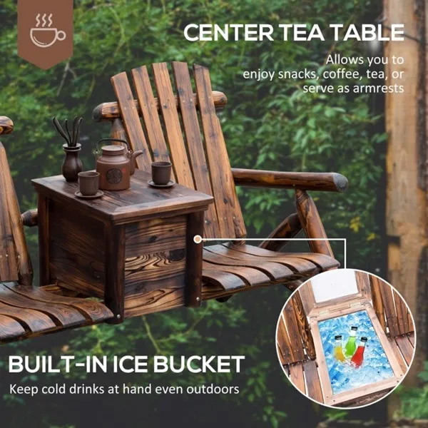 Wooden Chair Loveseat with Inset Ice Bucket Garden chairs/courtyard chairs photo 2