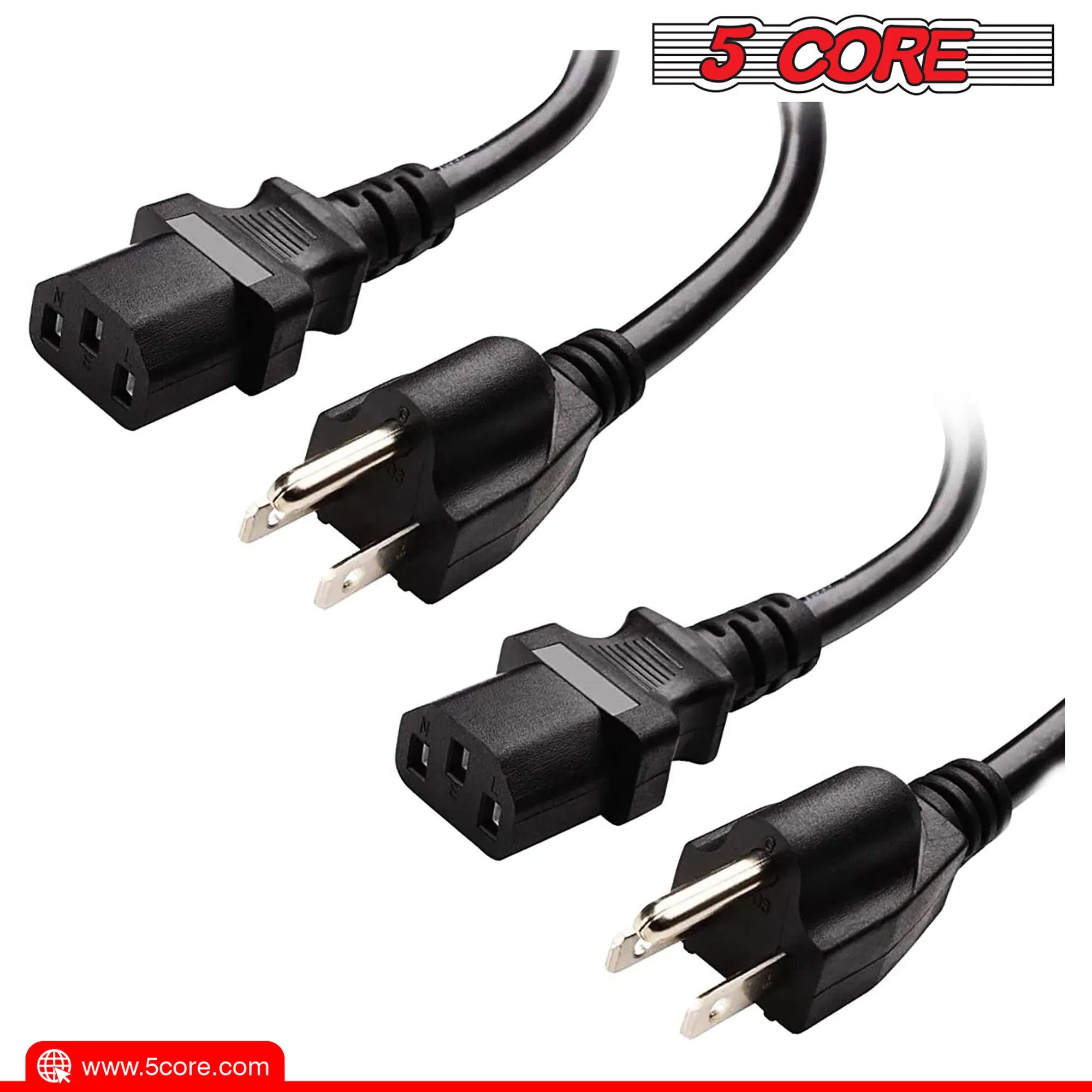 5 Core 6 Feet 3 Prong Replacement AC Wall Power Cord for LCD Computer Monitor PS3 Premium Quality Copper Wire - PC 1001 photo 3