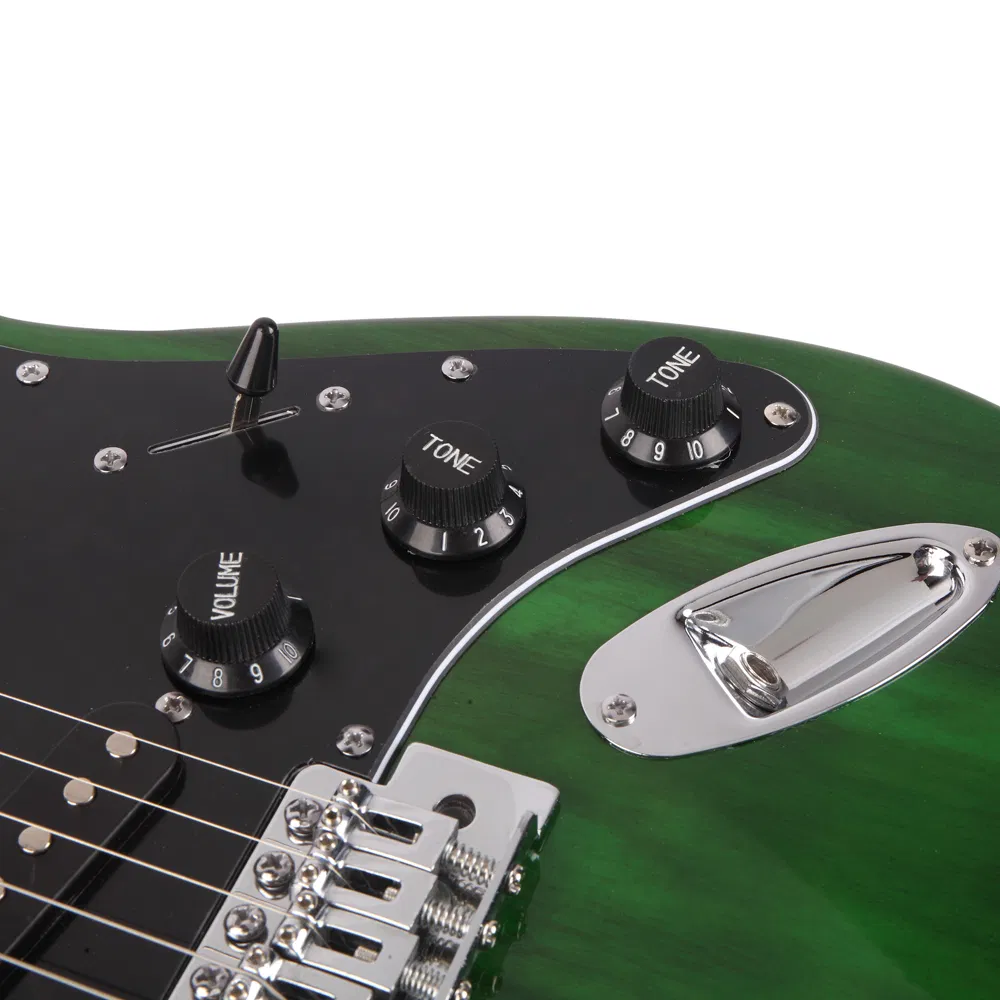 ST Stylish Electric Guitar with Black Pickguard Green photo 3