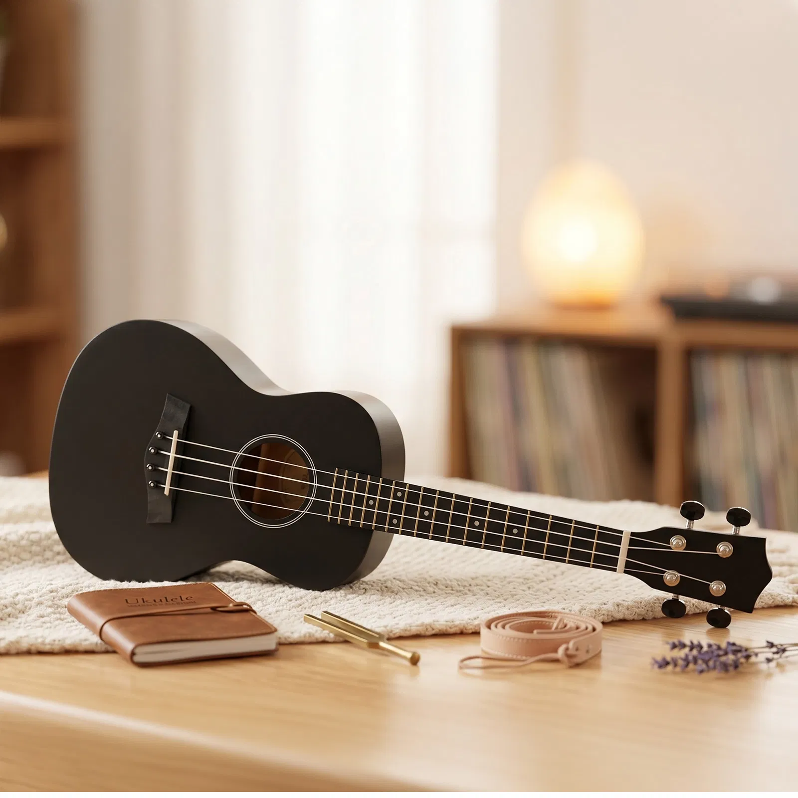 23in Linden wood body rosewood fingerboard ukulele, cotton bag, capo, strap, picks*2, tunerStringsDust cloth photo 4
