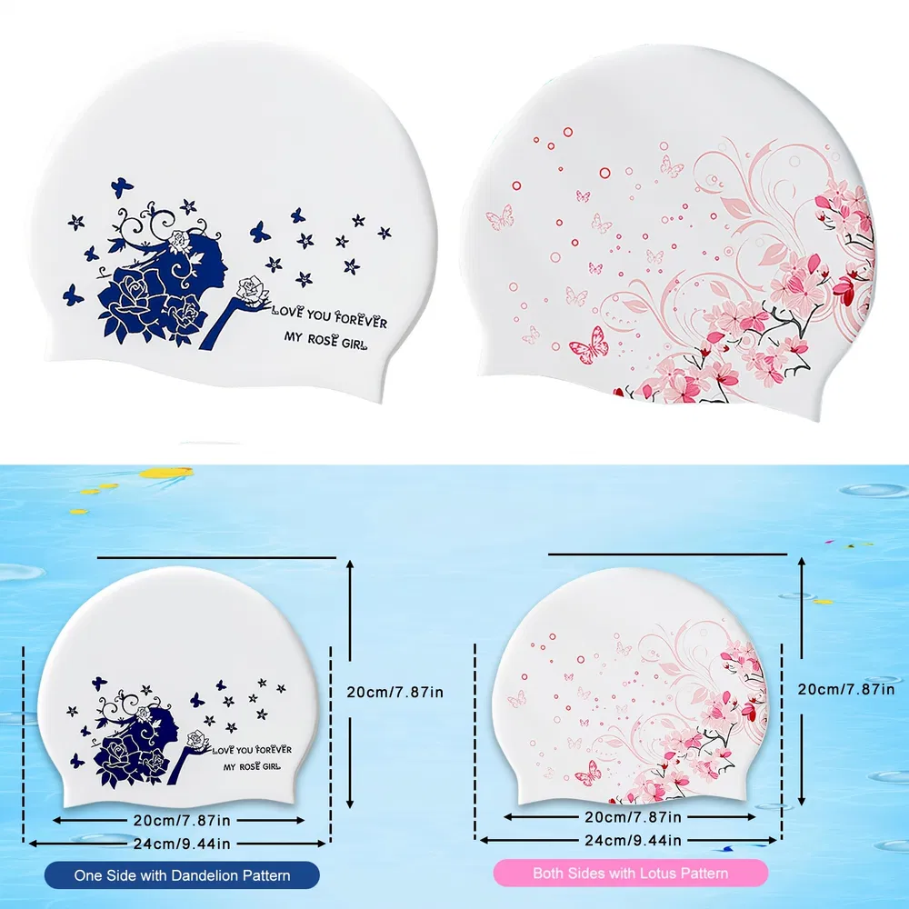 2pcs Silicone Swim Cap for Women Men, High Elasticity Comfortable Non-Slip Swimming Cap for Girls & Boys, Durable Waterproof Swim Hats for Long and Short Hair, Keep Hair Dry photo 8