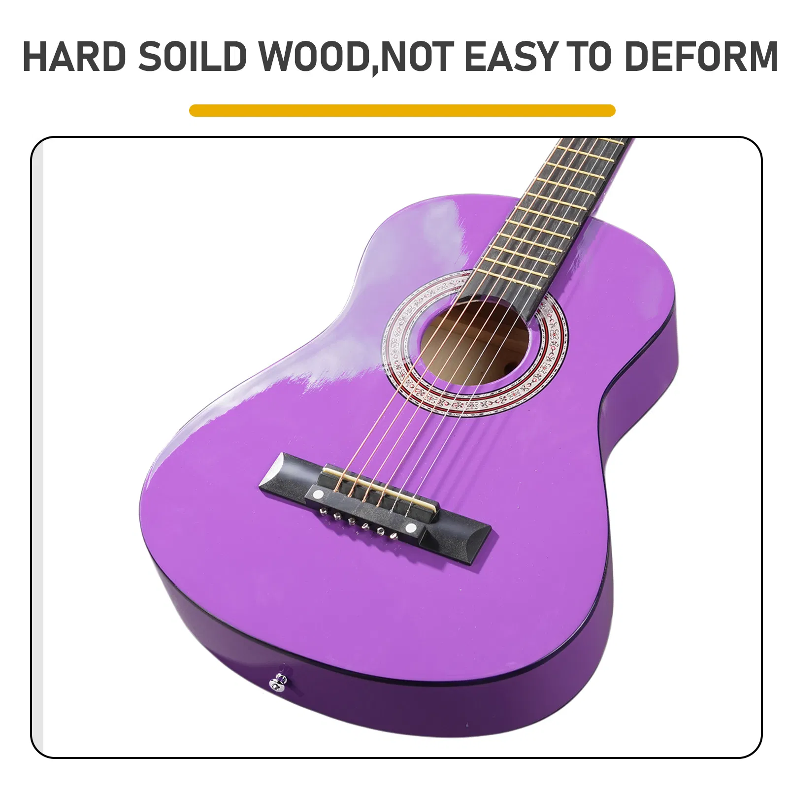 Purple 30-inch Round Acoustic Guitar with Picks, Strings, Capo, Case, Tuner, and Strap photo 8