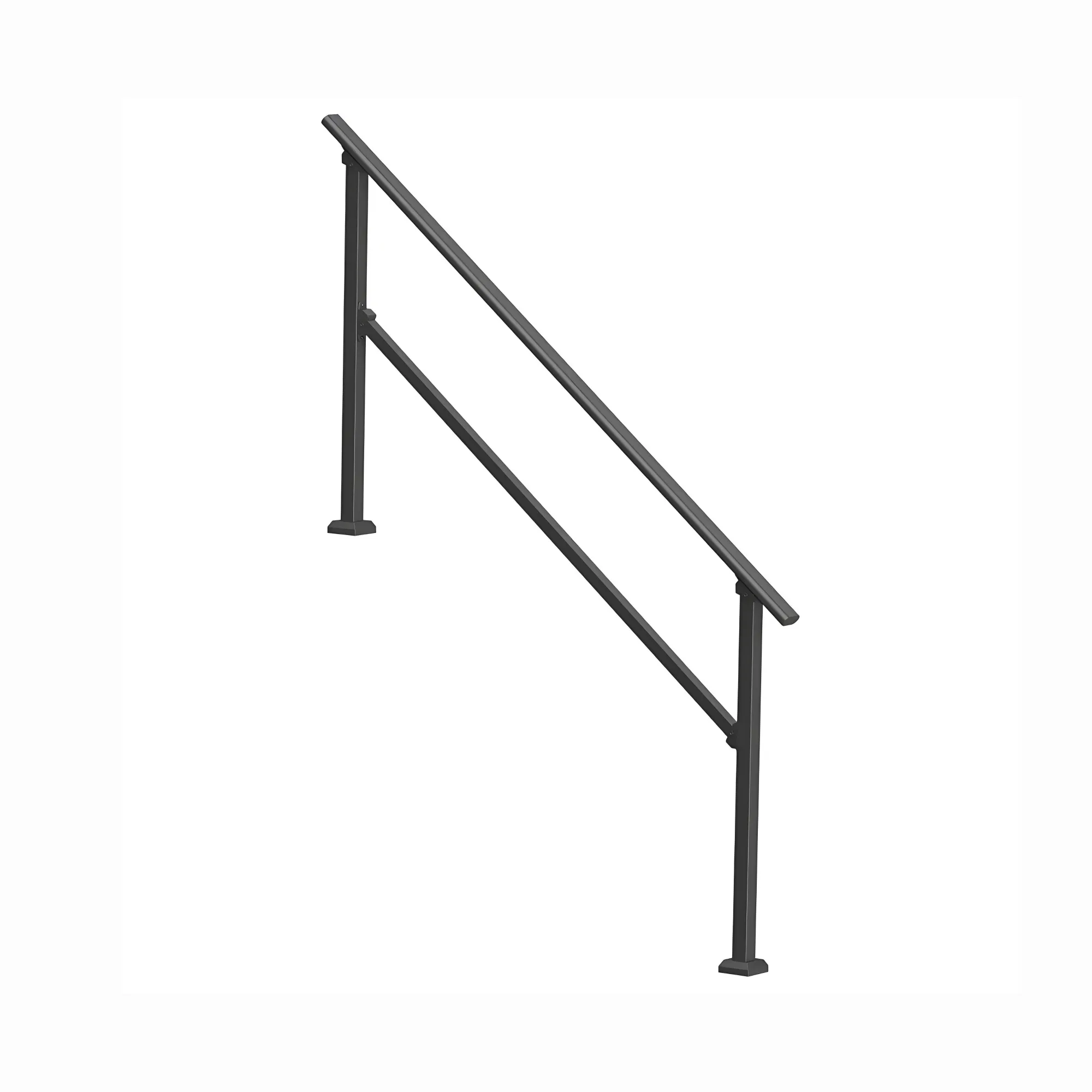 5-Step Stair Handrail Kit, Transitional Black Square Tube Design with Installation Hardware, for Outdoor Steps, Porch & Deck photo 5