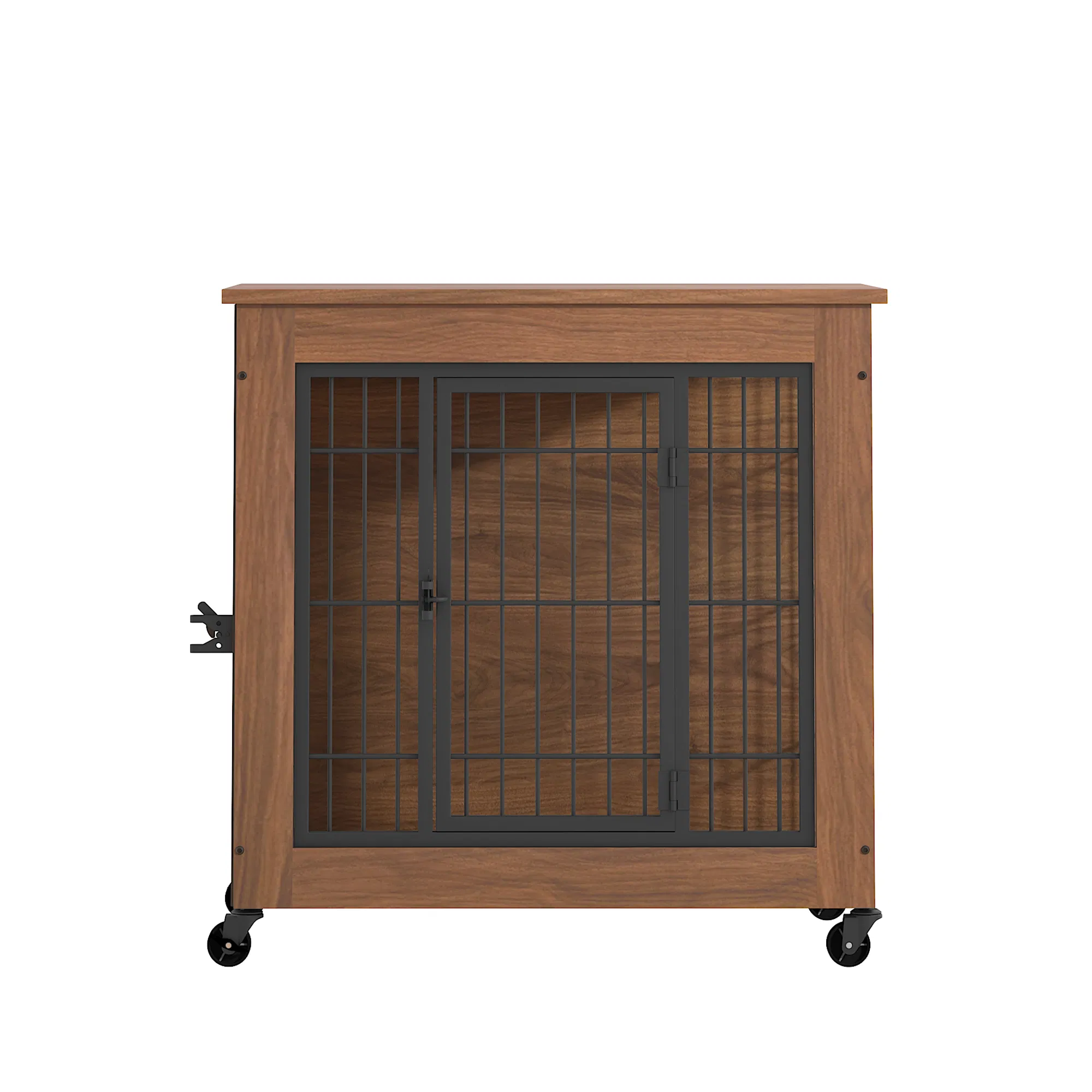 27.2" Dog Crate Furniture with Wheels for Small Dogs, Heavy Duty Dog Kennel Indoor with 2 Doors, Wooden Pet Cage End Table, Double-Doors Sturdy Metal Dog Cage for Anxiety Dog photo 2