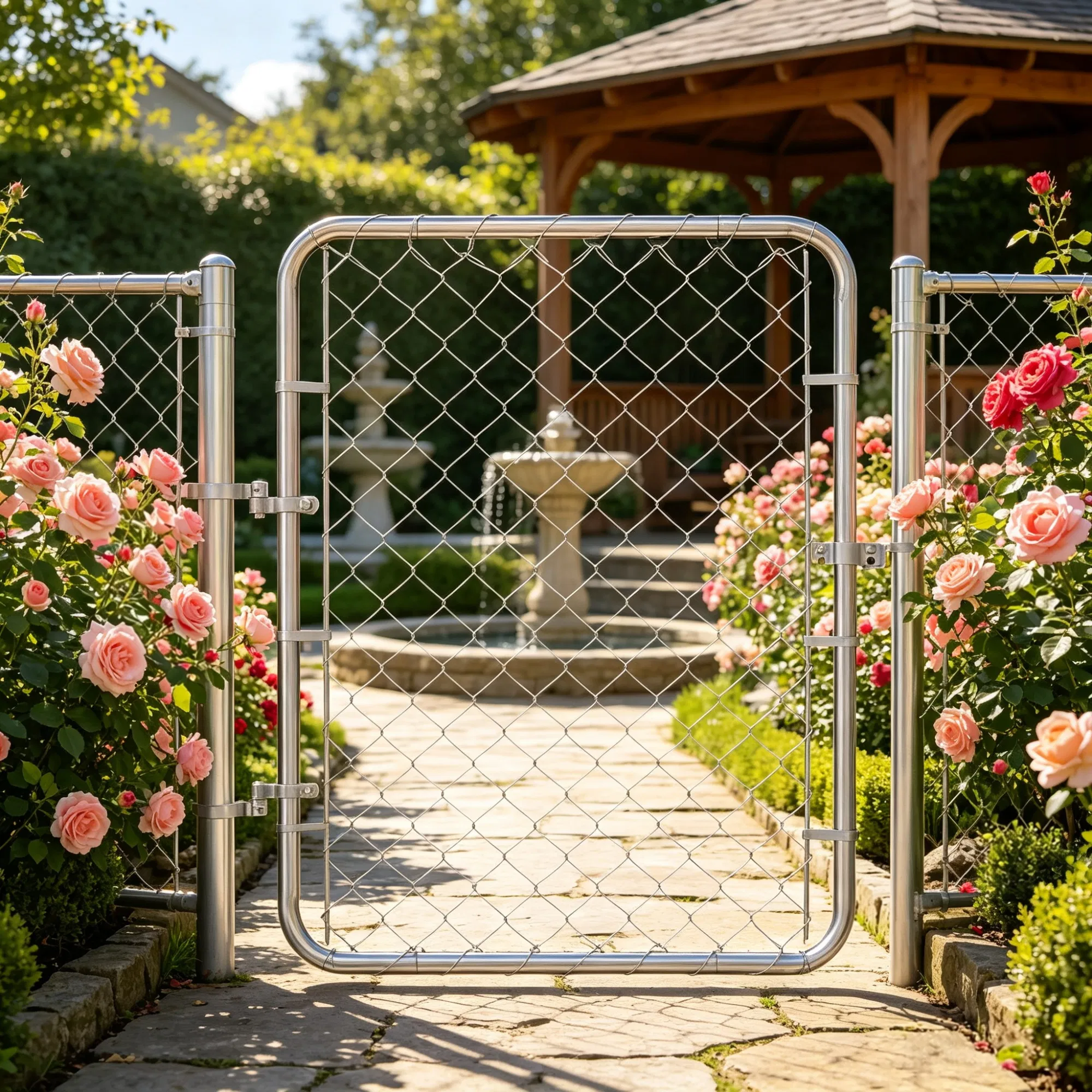 32 x 46 in Adjustable Chain Link Fence Gate, Fits 2-4 ft (W) x 4 ft (H) Openings, for Garden & Farm, Posts Not Included photo 6