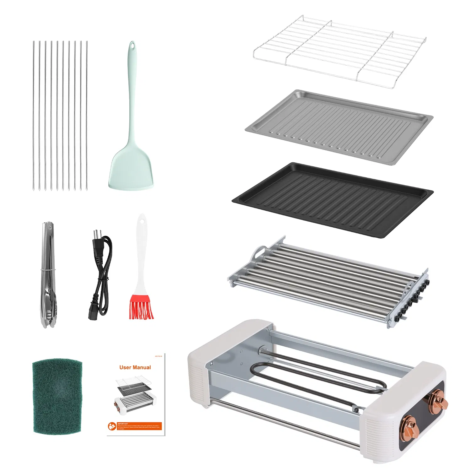3 In 1 Electric Hot Dog Roller Machine with Grill & Griddle 6-Roller Hot Dog Cooker Smokeless Non-Stick Indoor Outdoor with 3 Temp Levels for BBQ Sausages Skewers Burgers Vegetables photo 3