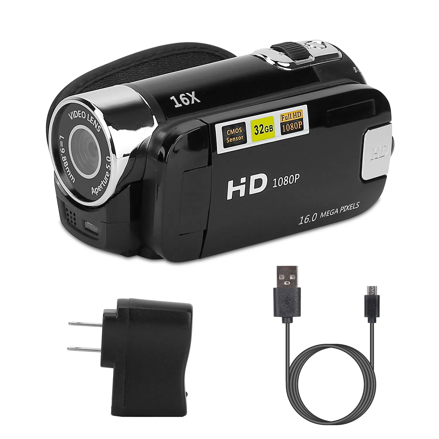 HD 1080P Digital Video Camcorder 2.7in 16X Zoom DV Camera 270° Rotation Rechargeable Kid Camera w/Fill Light Selfie photo 4