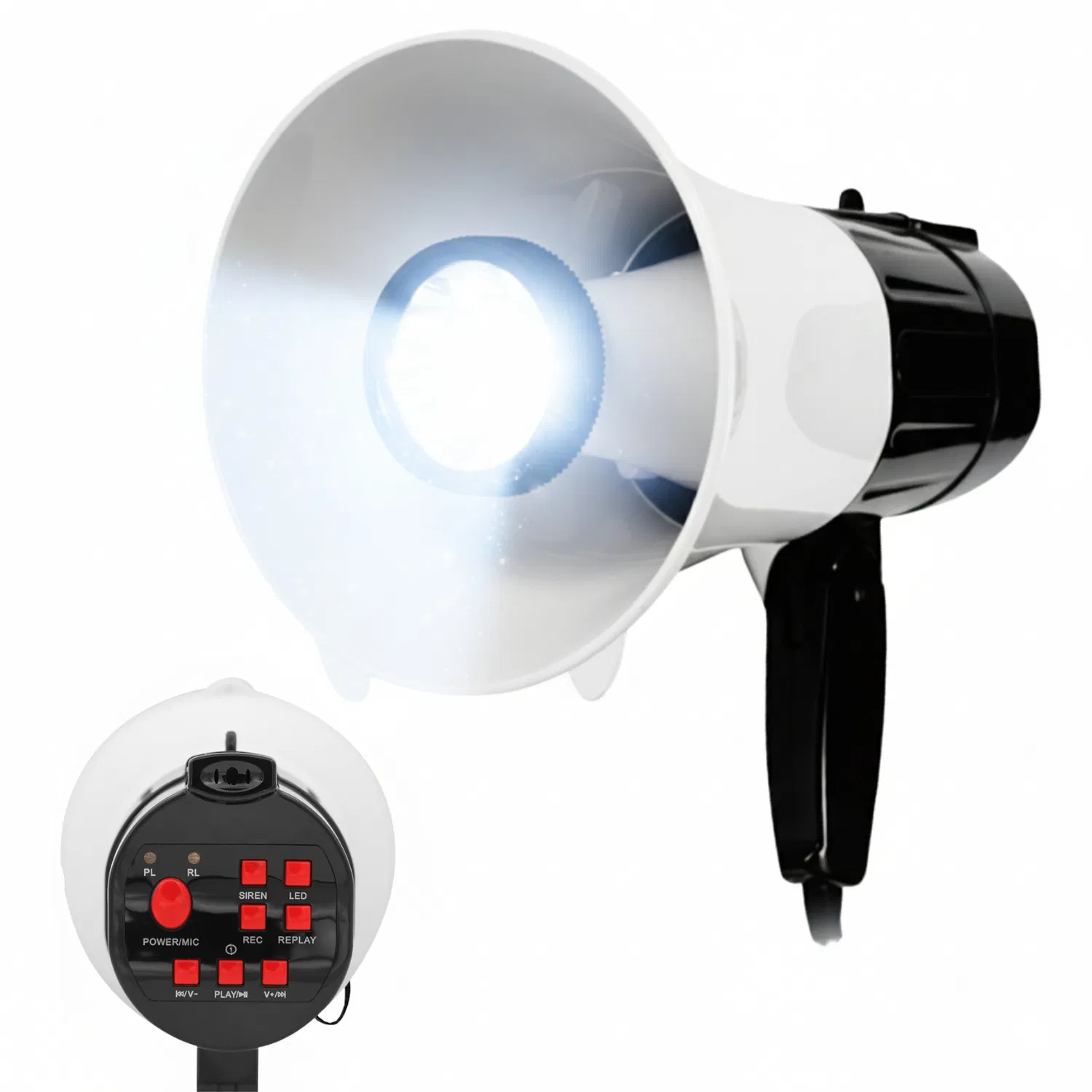 5 Core Megaphone 30W Bull Horn PA Speaker w 800 Yards Range Siren Loud Megafono for Sports & Coaches photo 1