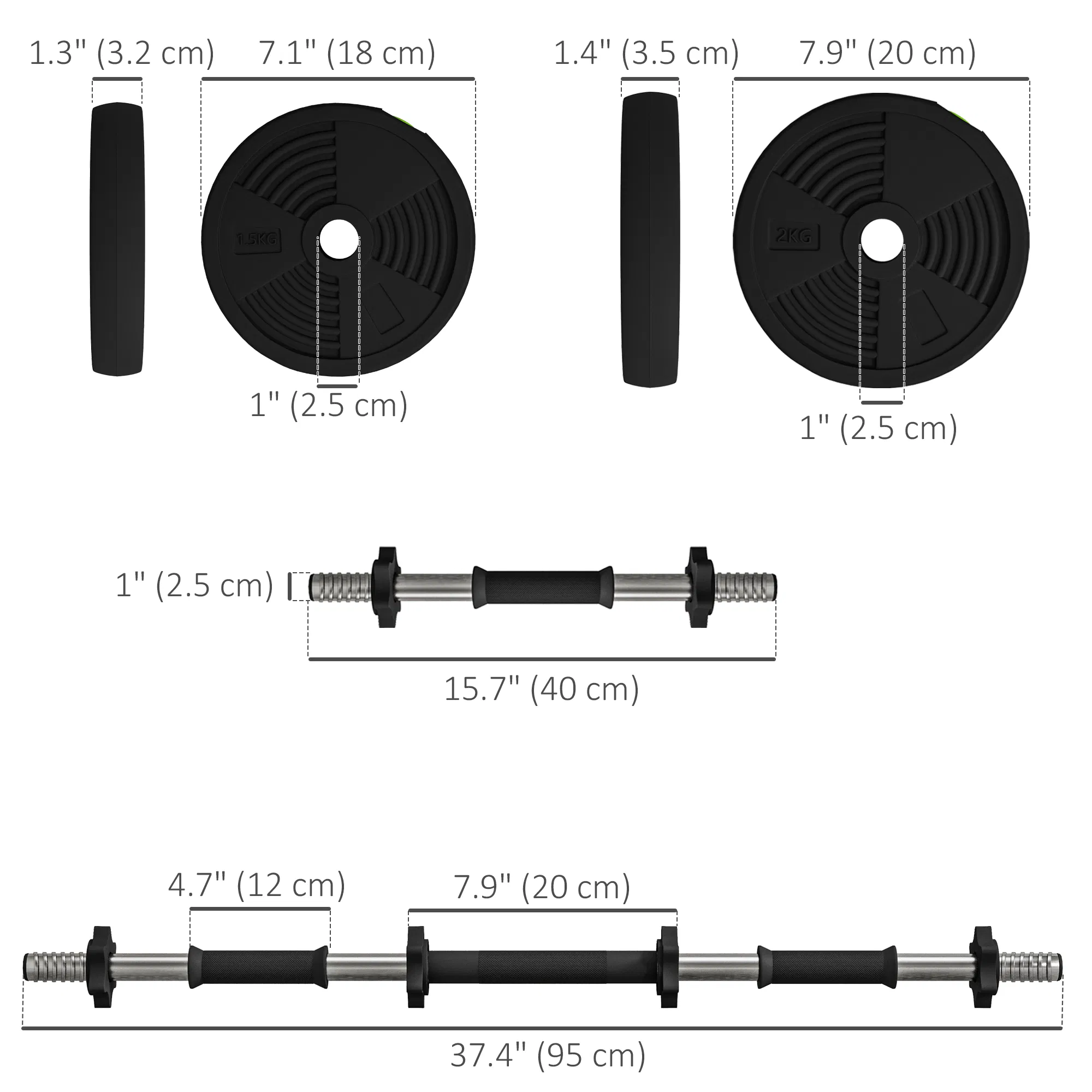 33LBS 2-in-1 Adjustable Barbell & Dumbbells Set, Weights Set with Non-slip Handles for Men and Women Home Gym Training photo 4