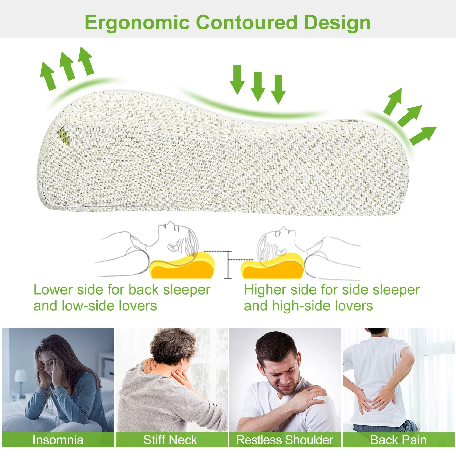 Cervical Neck Pillow - Contour Neck Pillows for Neck Pain Relief, Ergonomic Side Sleeper Pillow for Sleeping photo 1