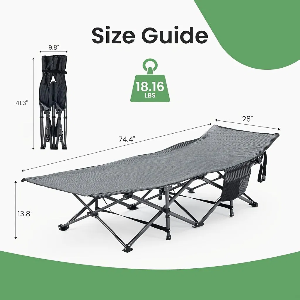 Foldable camping bed with mattress, sturdy and durable folding bed photo 4