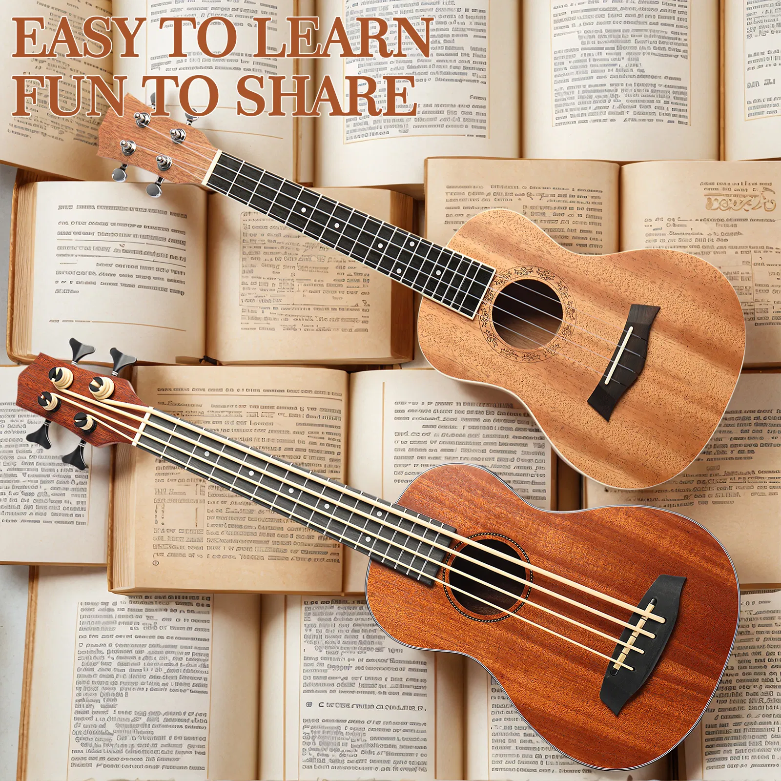 30-inch ukulele bass mahogany body with EQ, comes with cotton bag, capo, strap, picks*3, wrench tool photo 3