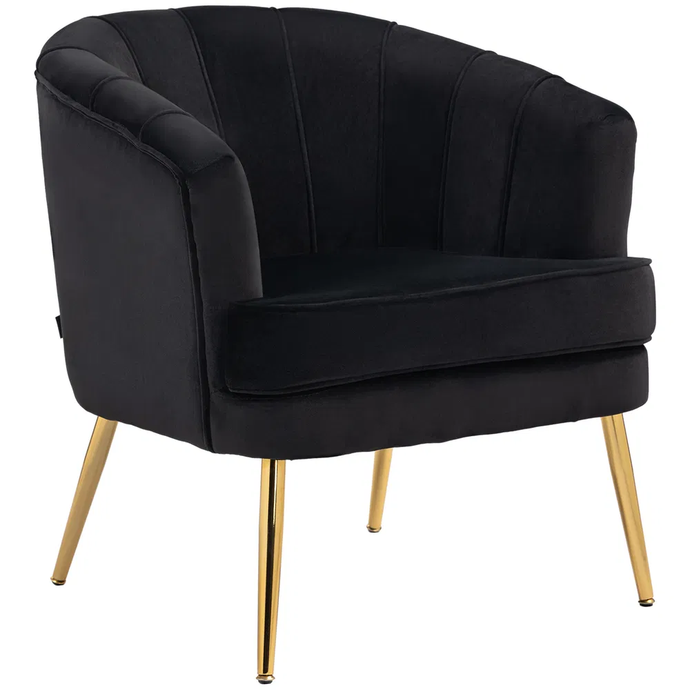 Fabric Armchair, Modern Accent Chair with Gold Metal Legs for Living Room, Bedroom, Home Office, Black photo 7