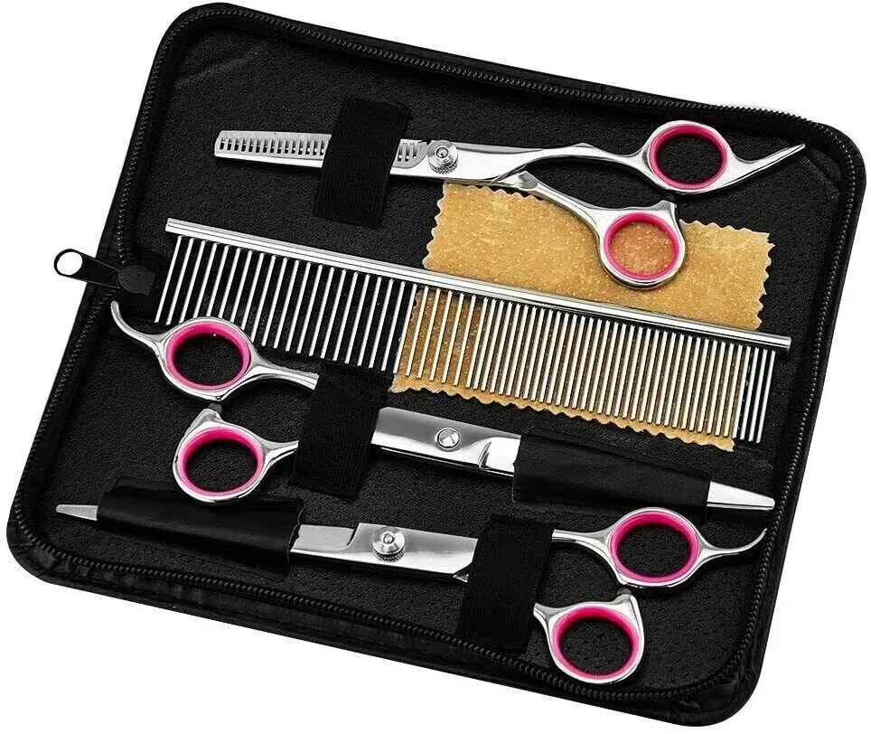 Pet Dog Grooming Scissors Stainless Straight Curved Thinning Shears Trimmer Kits photo 7