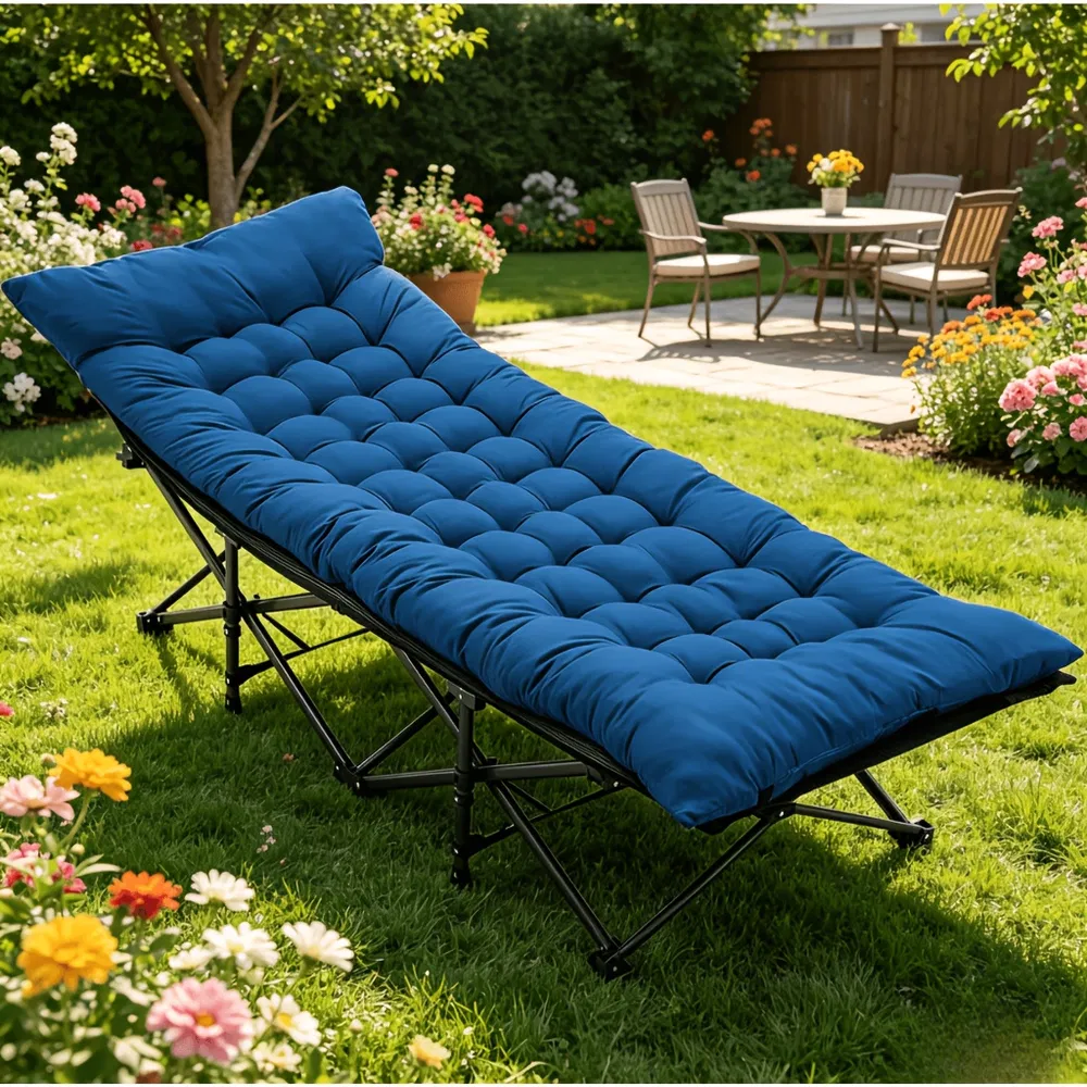 Foldable camping bed with mattress, sturdy and durable folding bed photo 6