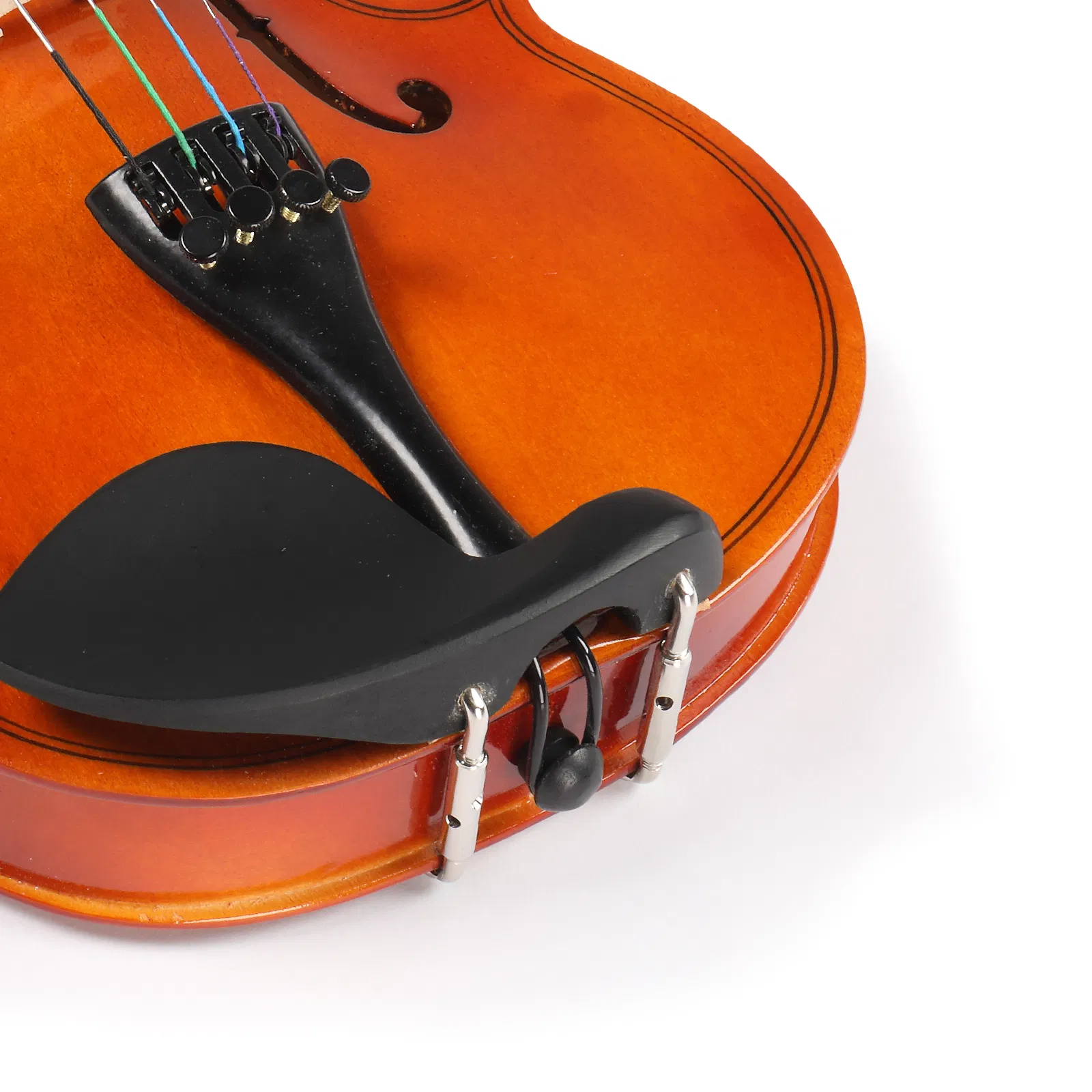 GV100 4/4 Acoustic Violin Case Bow Rosin Strings Tuner Shoulder Rest Natural photo 2