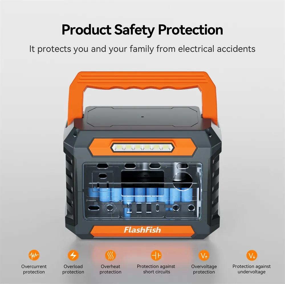 Flashfish P66A 200W Solar Generator &Foldable Solar Panel, Portable Power Station Battery Pack with AC/USB/DC Output, 144.3Wh with Multiple Adapters for Camping, Gift Home Emergency and Outdoor Travel photo 3