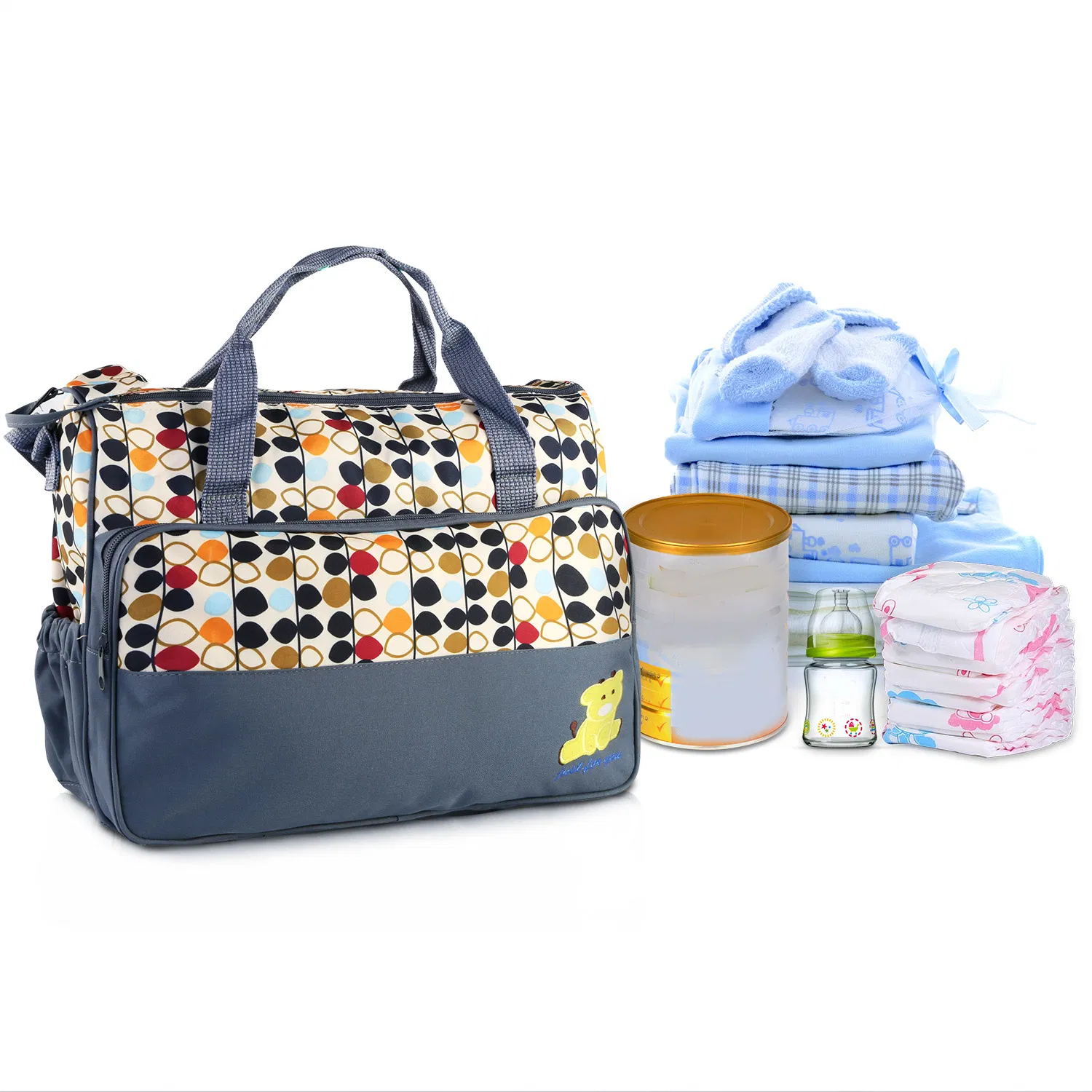 5PCS Baby Diaper Bag Set - Water-Resistant & Stain-Resistant, Multi-Pocket Design for Baby Essentials, Hand & Shoulder Carry - Ideal for Parents photo 1