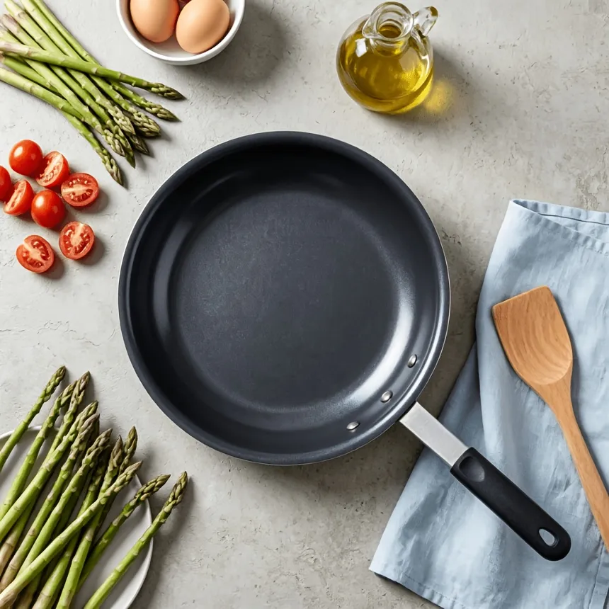 Ceramic Nonstick Egg Pan, Aluminum Frying Pan with Stainless Steel Base, Oven Safe, Dishwasher Safe Skillet photo 2