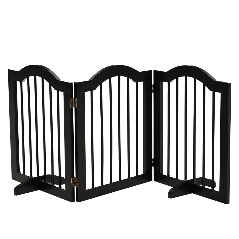 24"H Foldable Dog Gate, 3 Panels Freestanding Pet Gate Barriers Indoor with Support Feet, Puppy Fence for Small Dogs, Black photo 7