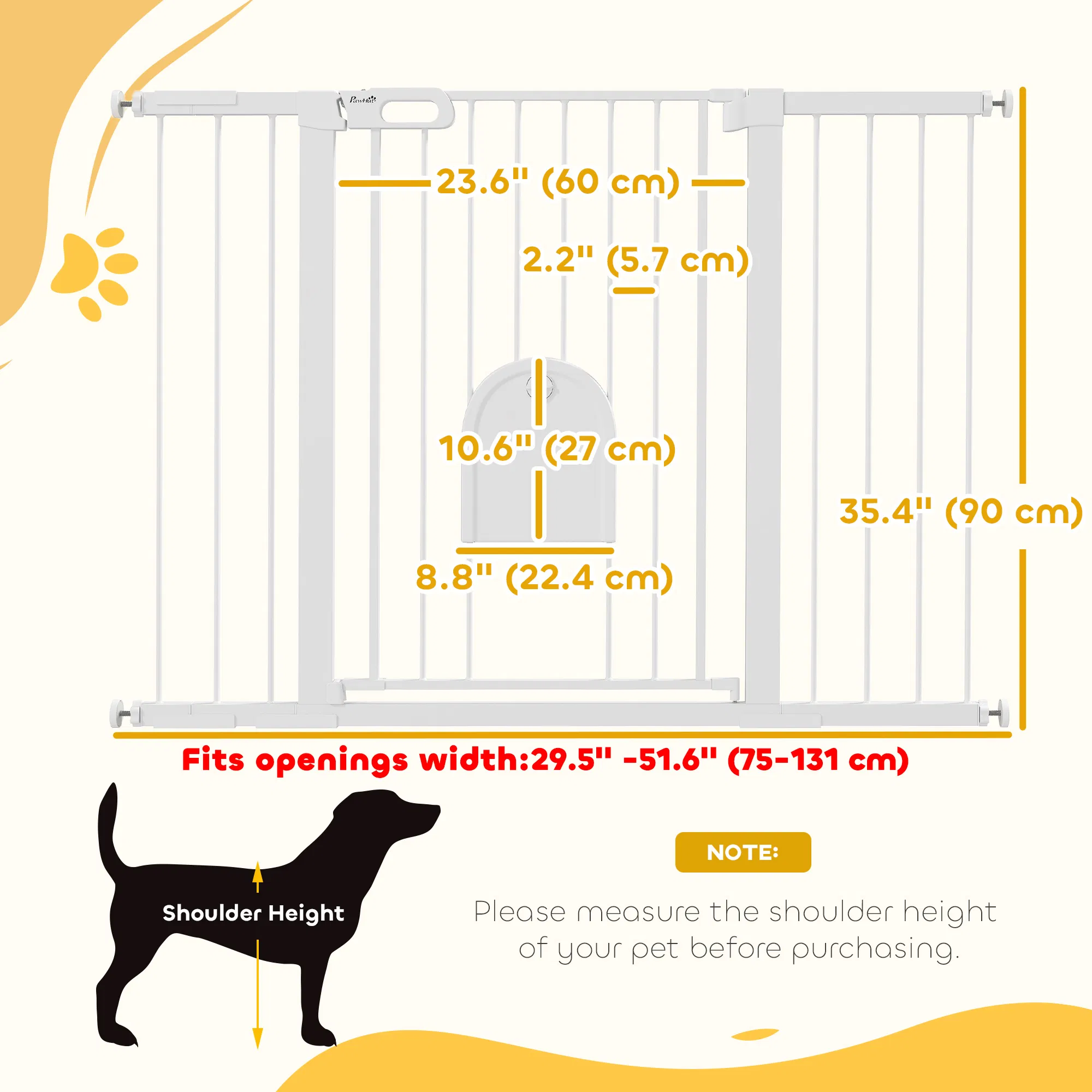30"-52" Extra Wide Pet Gate Barrier with Small Door, 35"H Dog Gate with Safety Gate Barrier, Stair Pressure Fit, Black photo 4