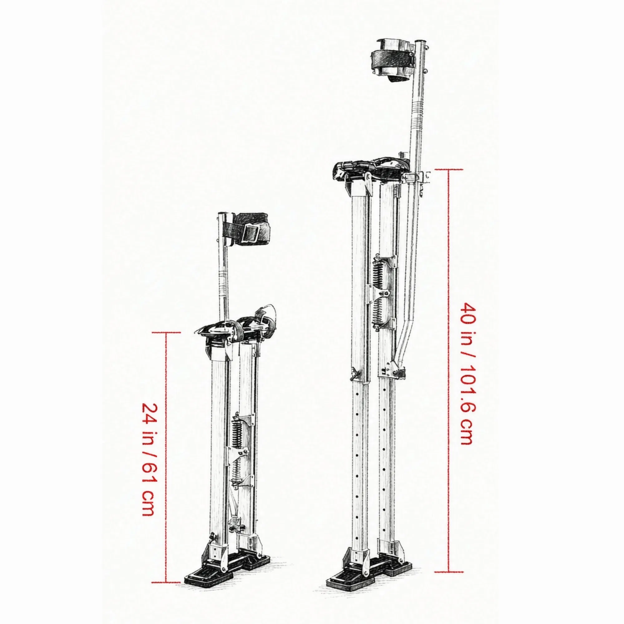 24''-40'' Adjustable Drywall Stilts with Protective Knee Pads, Durable Non-slip Work Platform for Painting, Taping & Walking, Silver photo 4
