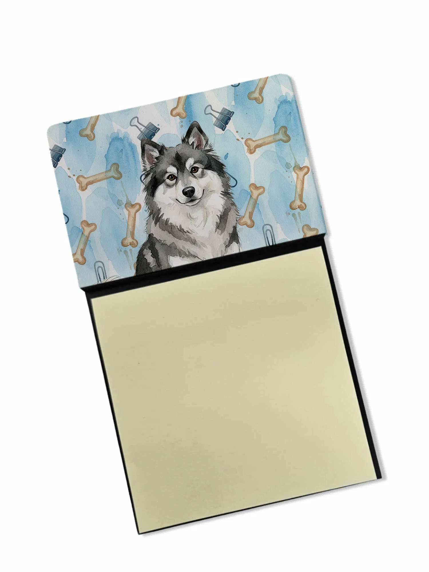 Keeshond Coworker Watercolor Sticky Note Holder Refillable Dispenser Desk Accessory 3x3 Pad Gift photo 1