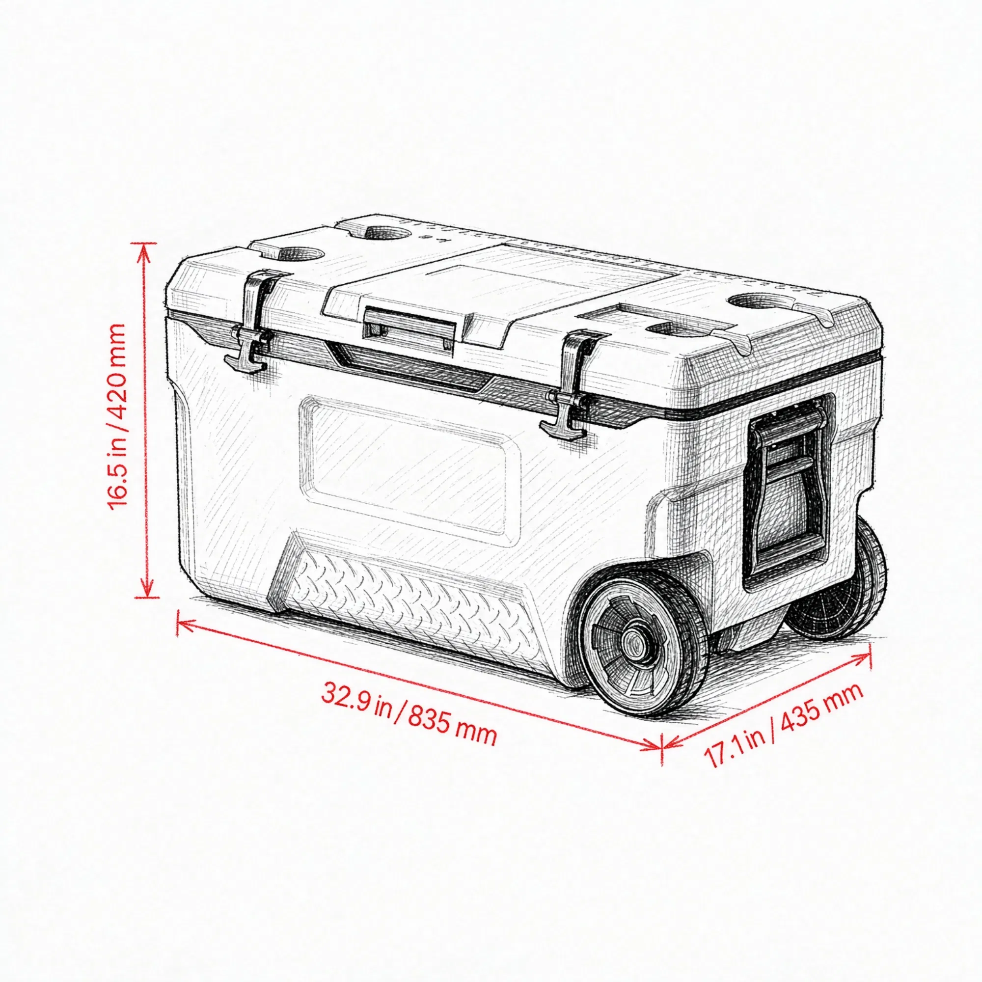 74 QT Portable Wheeled Cooler, Cup Holder & Sturdy Handles, for Family Picnics & Long Trips photo 5