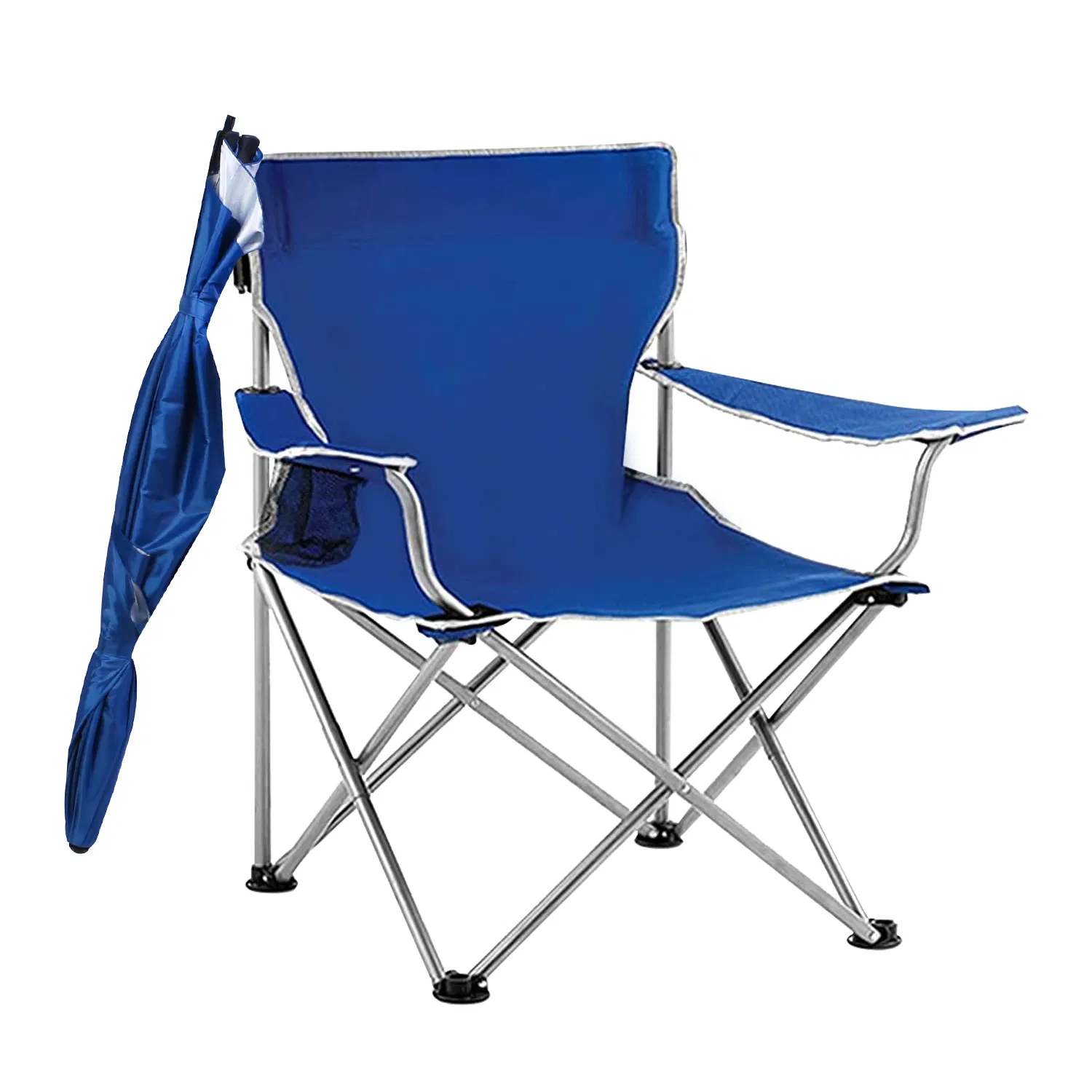 Foldable Beach Chair with Detachable Umbrella Armrest Adjustable Canopy Stool with Cup Holder Carry Bag for Camping Poolside Travel Picnic Lawn Chair photo 3