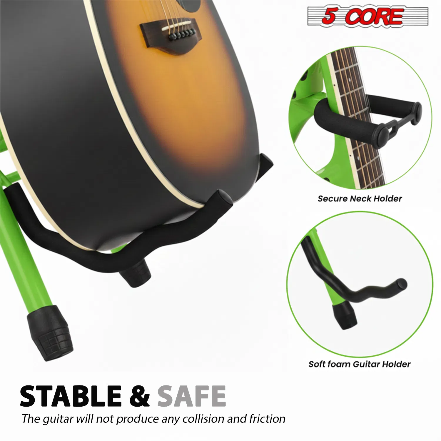 5 CORE Guitar Stool Seat Thick Cushioned Portable Durable Guitars Chair with Padded Holder Stand for Musicians - GSTOOL BLK photo 2