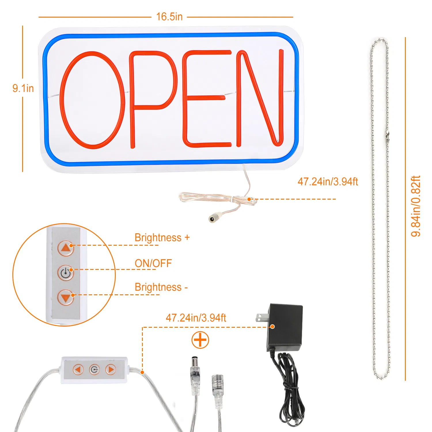 LED Open Sign 16.5x9.1in Business Neon Open Sign Advertisement Board with 11 Levels Adjustable Brightness photo 3