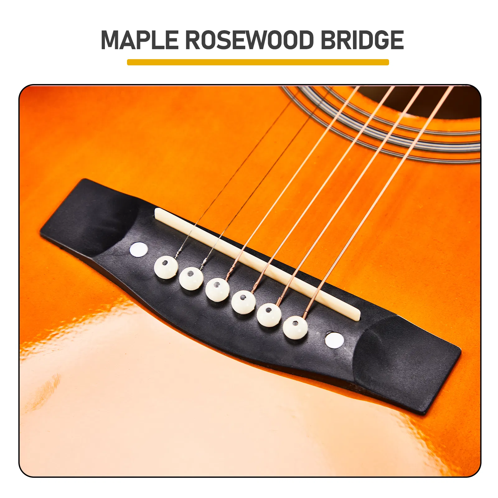Sunset color 41-inch Dreadnought barrel-shaped cutaway acoustic guitar with pick, strings, capo, gig bag, tuner, wrench tool, and shoulder strap photo 2