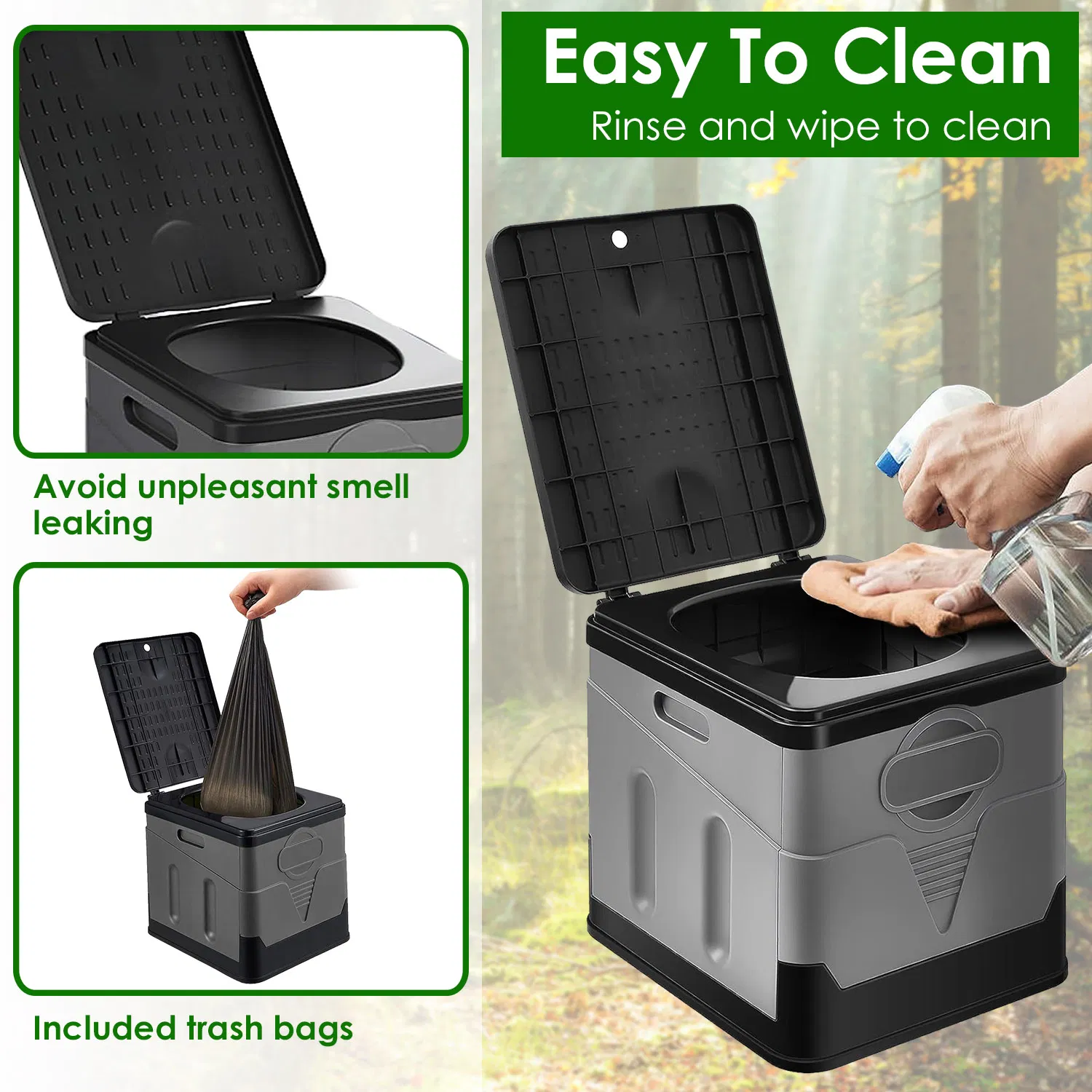 Multi-Function Foldable Portable Toilet, 5.3Gal Capacity, 330-LBS Loading PP Camping Toilet with Carry Bag, for Outdoor Activities & Indoor Emergency Use photo 2