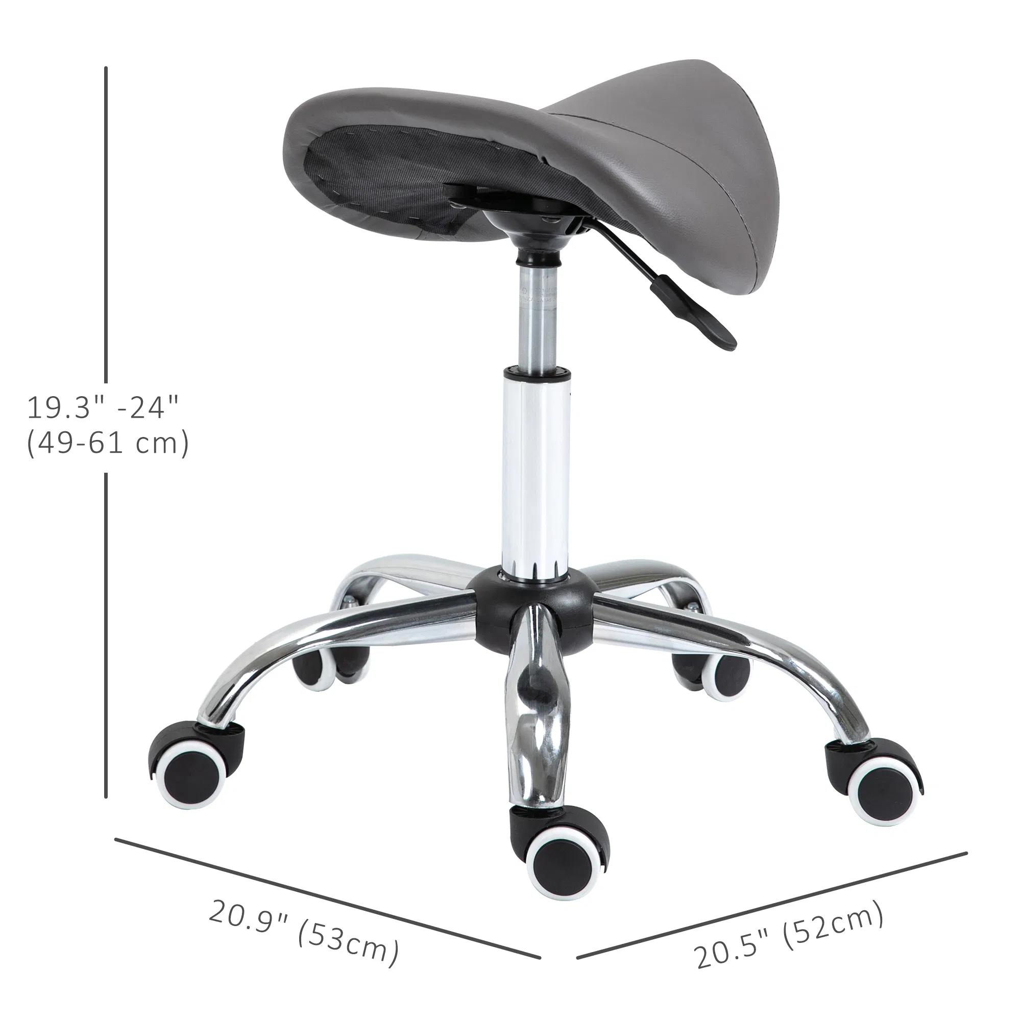 Saddle Stool Adjustable Hydraulic Rolling Beauty Salon Stool Ergonomic PU Leather Stool Round Grey photo 2