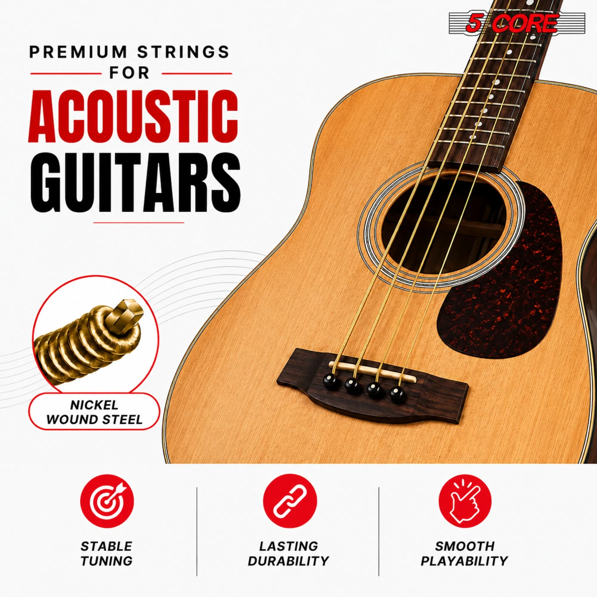 5 Core Guitar Strings 4/5/6 String Set for Acoustic Electric Bass Ukulele photo 6