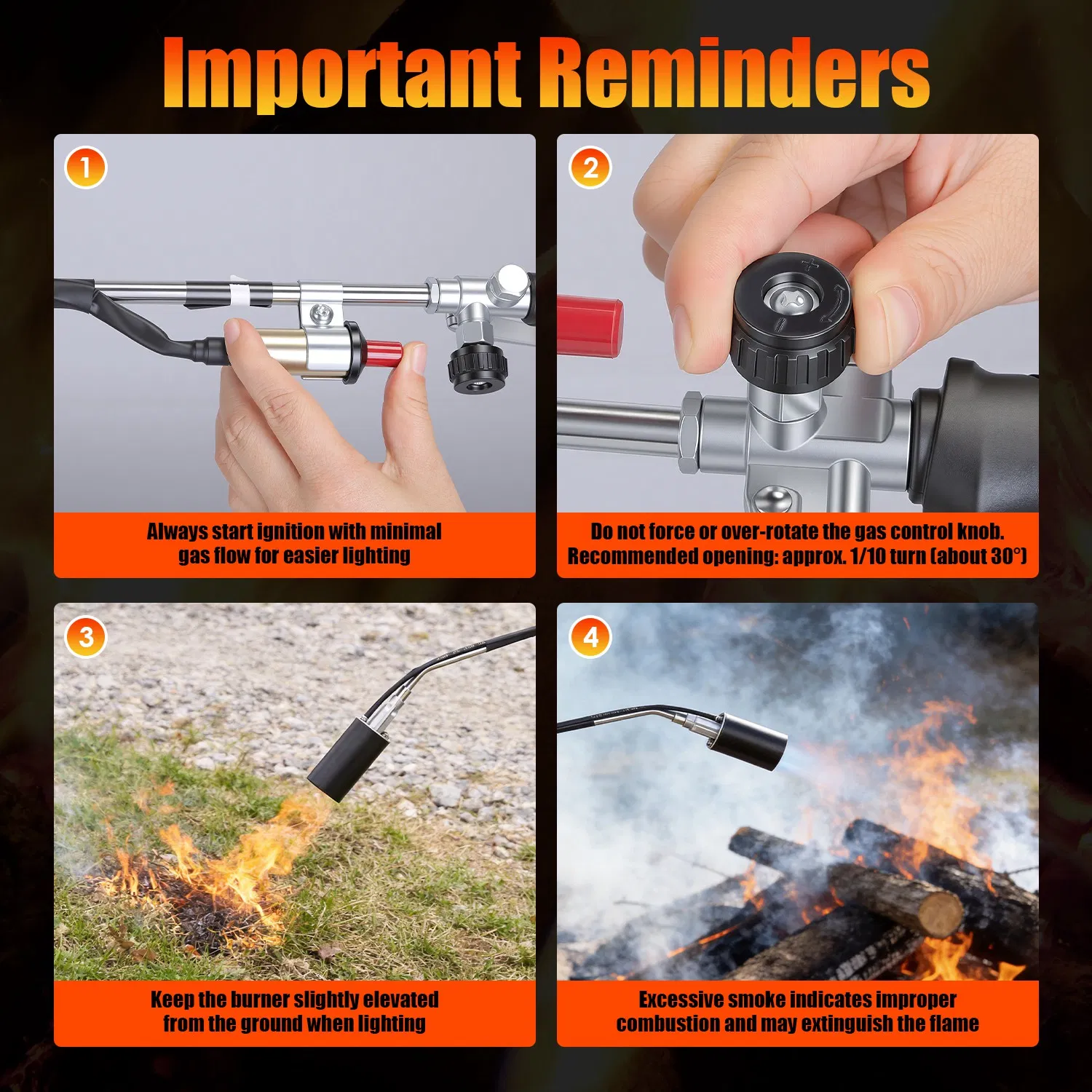 Heavy Duty Weed Torch with Piezo Ignition, 180,000 BTU Propane Torch Compatible with 1lb to 100lb Tanks & MAPP Fuel, 10FT Hose, for Weeding, Melting Ice, Starting Fires, Roofing photo 2