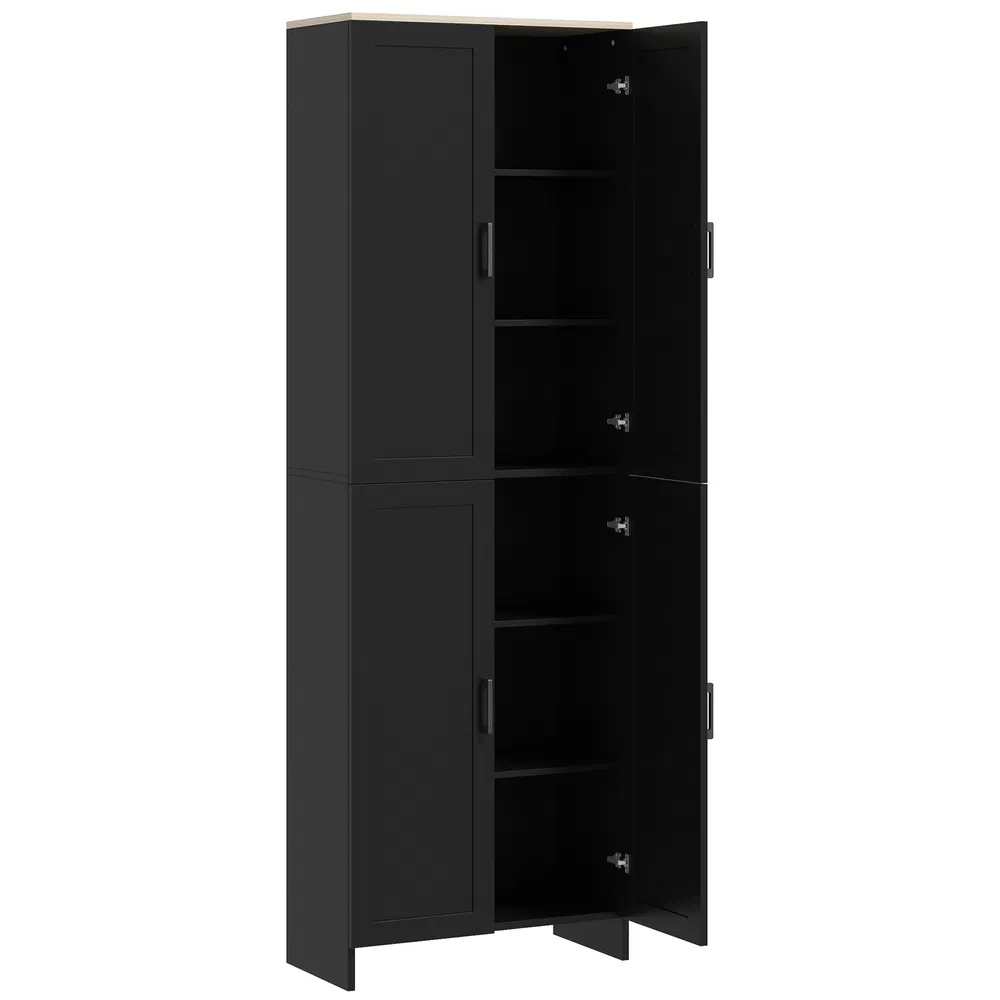 67" 4-Door Kitchen Pantry Cabinet, Freestanding Storage Cabinet Cupboard with Adjustable Shelves, Black photo 7