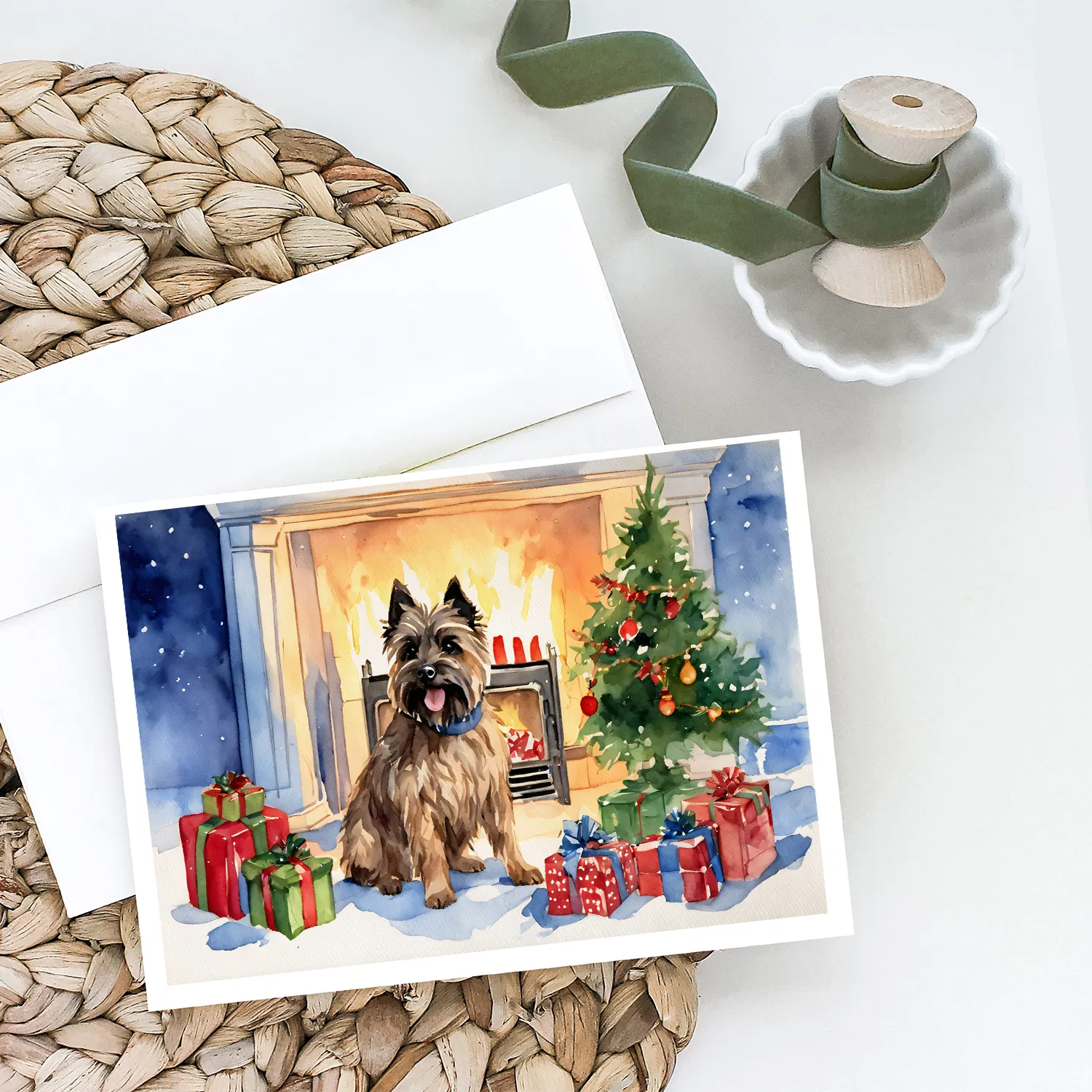 Cairn Terrier Christmas Greeting Cards Pack of 8 Blank Cards with Envelopes Whimsical A7 Size 5x7 Blank Note Cards photo 2