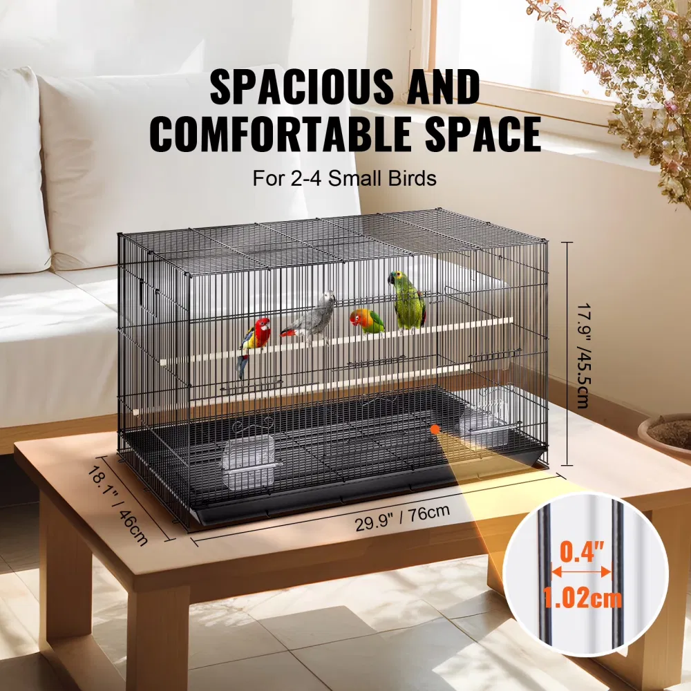 30" Bird Enclosure, Durable Metal Cage for Small Parrots, Budgies, Lovebirds, and Canaries, Includes Mobile Stand and Tray (Shipment from Walmart) photo 5
