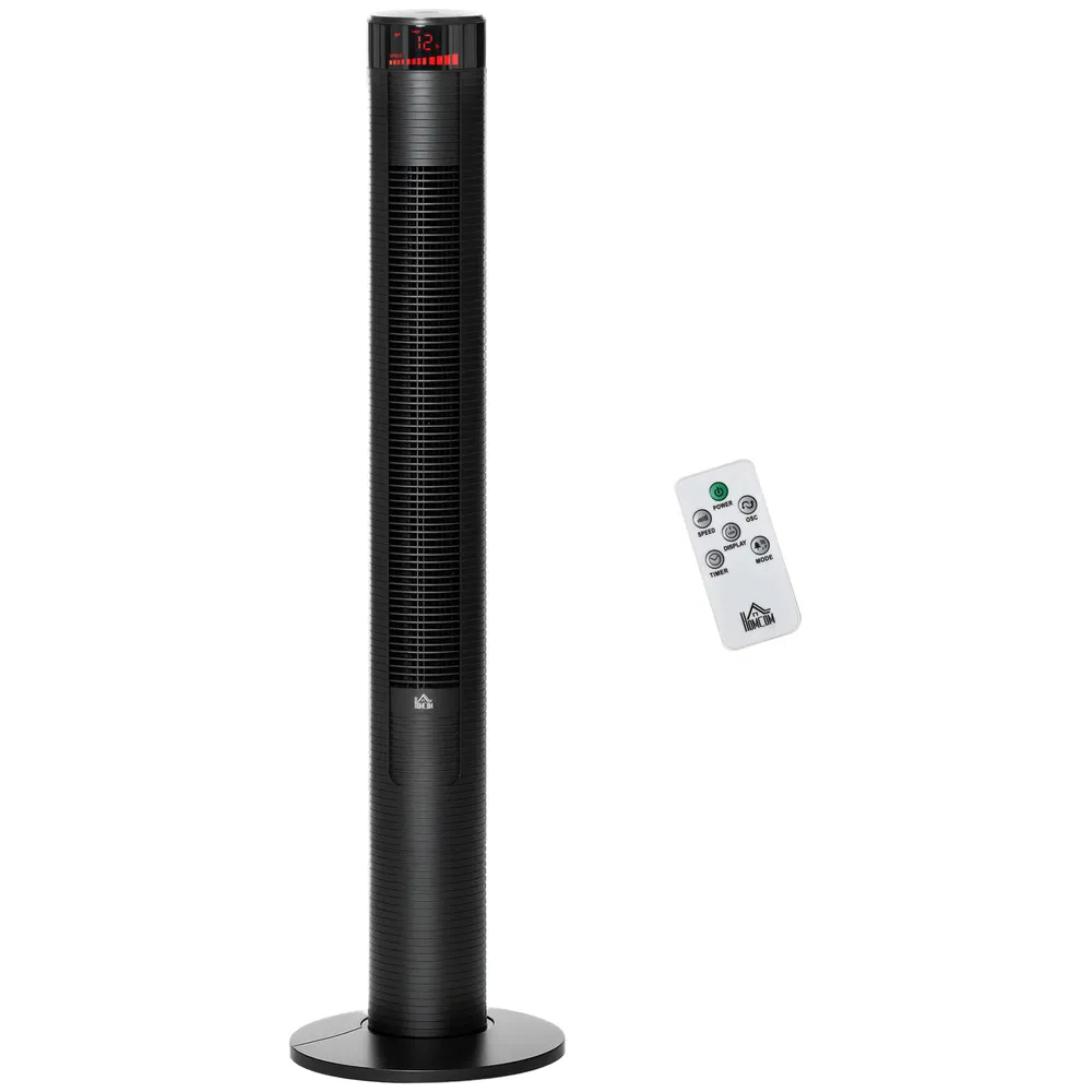 Freestanding Tower Fan Cooling for Home Bedroom with 3 Speed, 12h Timer, Oscillating, LED Panel, Remote Controller, Black photo 7