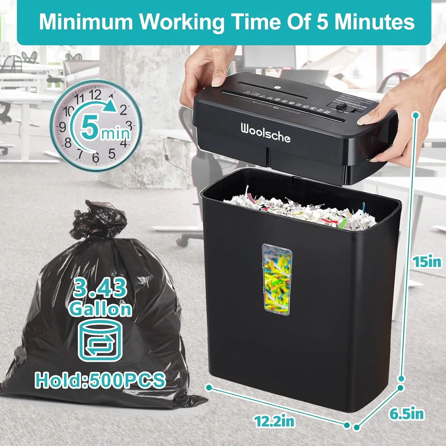 Paper Shredder for Home- 10-Sheet Cross Cut with 3.43-Gallon Basket - P-4 Security Level - 3-Mode Design - Shreds CD and Credit Card - Durable, Fast, and Jam Proof for Home Office(Shipment from FBA) photo 3