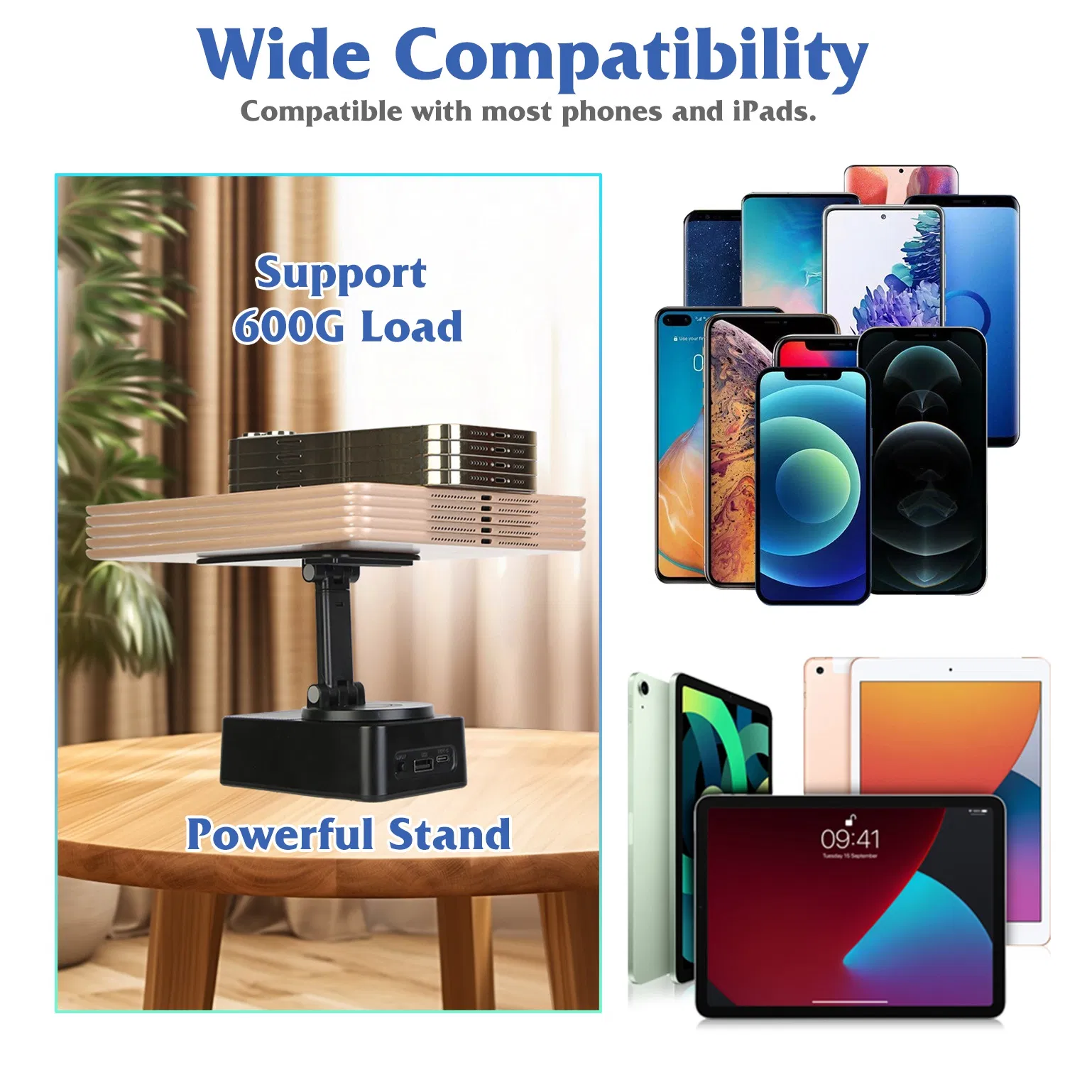 1Pc 4 In 1 Foldable Wireless Speaker Phone Stand With Power Bank 360ºRotatable Stand Wireless 5.3 Speaker 5000mAh Battery RGB Light for Phones iPads photo 8