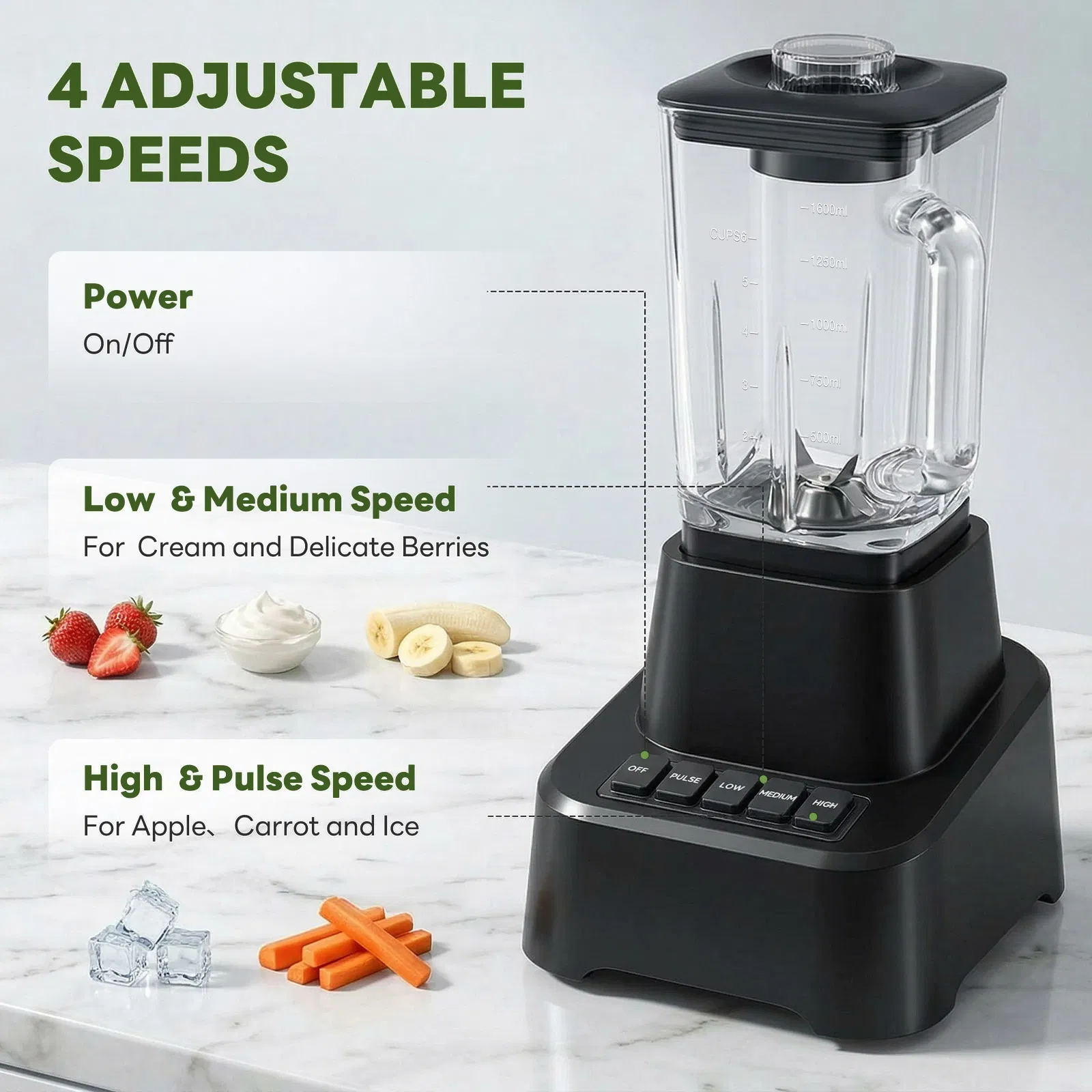 Professional ice cream blender, full-size household blender, equipped with a 54-ounce large-capacity glass cup photo 7