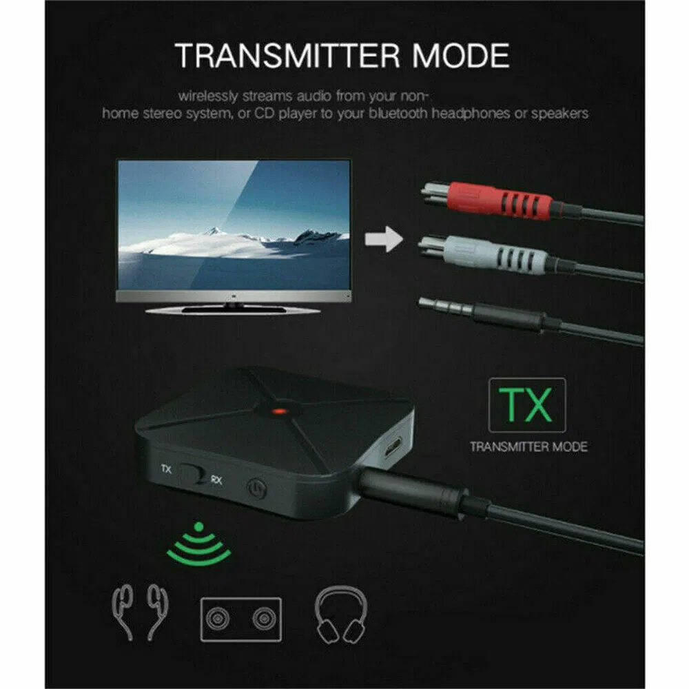 2in1 Bluetooth Transmitter Receiver Wireless Adapter TV Home Stereo A2DP Audio photo 3