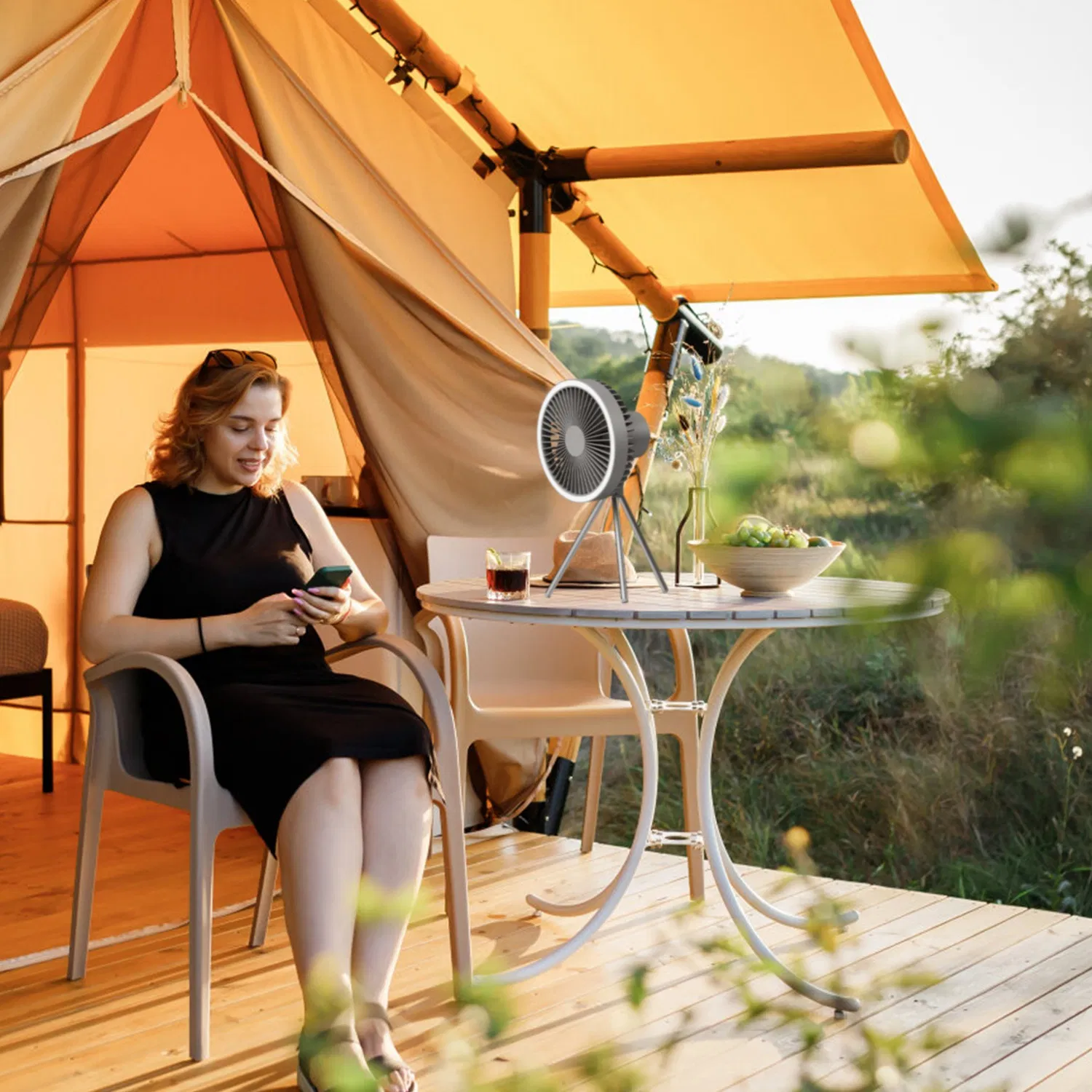 Camping Fan with Lantern 10000mAh Rechargeable Battery Powered Portable Tripod Fan for Tent with Hanging Hook photo 8